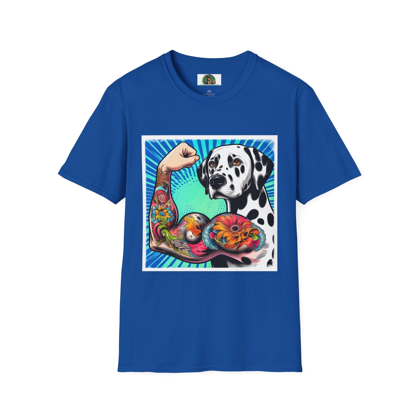 Dalmatian arm flexing t shirt T-Shirt Printify XS Royal