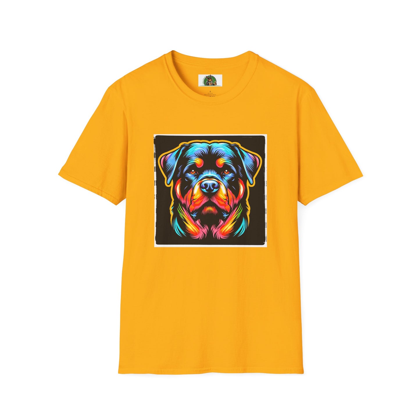 Rottweiler colorful puppy shirt T-Shirt Printify S Gold