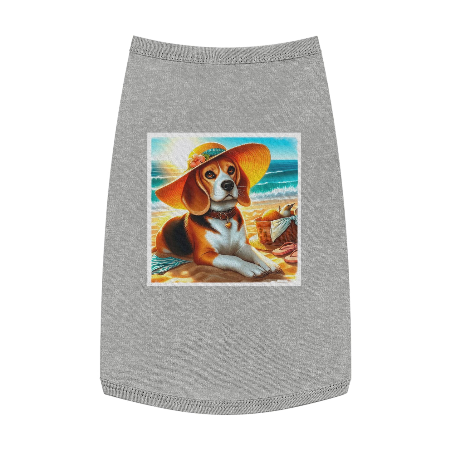 Pet Tank Top Beagle Wearing Sun Hat Pets Printify