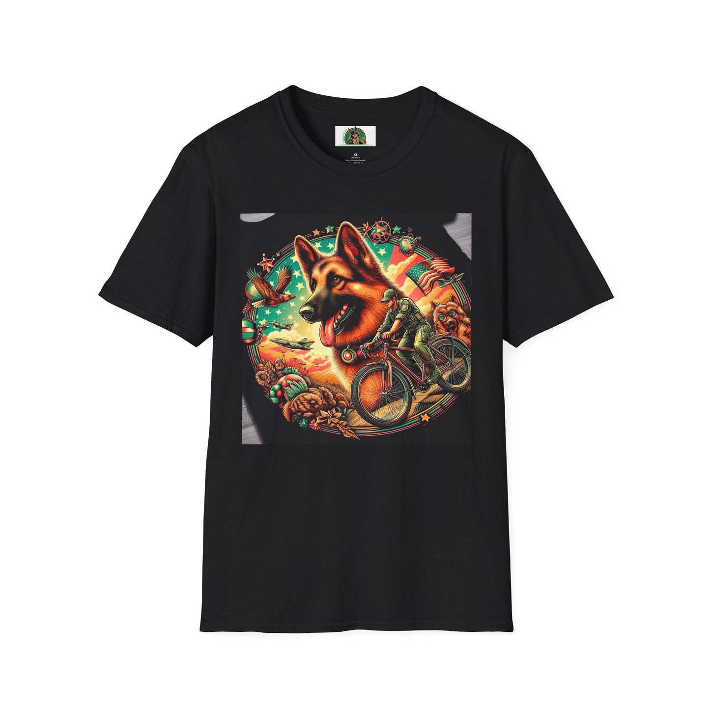 German Shepherd happy boy T-Shirt Printify Black S