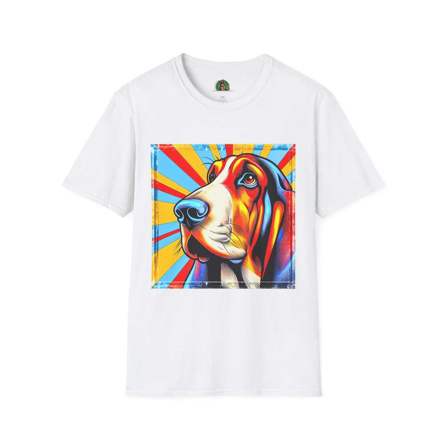 Basset Hound Bright Pop Art Pic T-Shirt Printify XS White