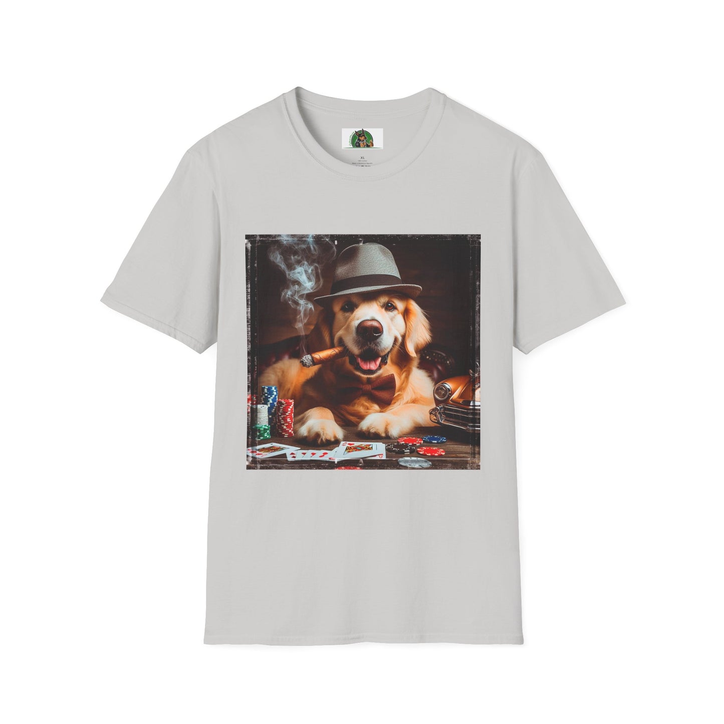Golden Retriever cigars and smoking shirt T-Shirt Printify S Ice Grey