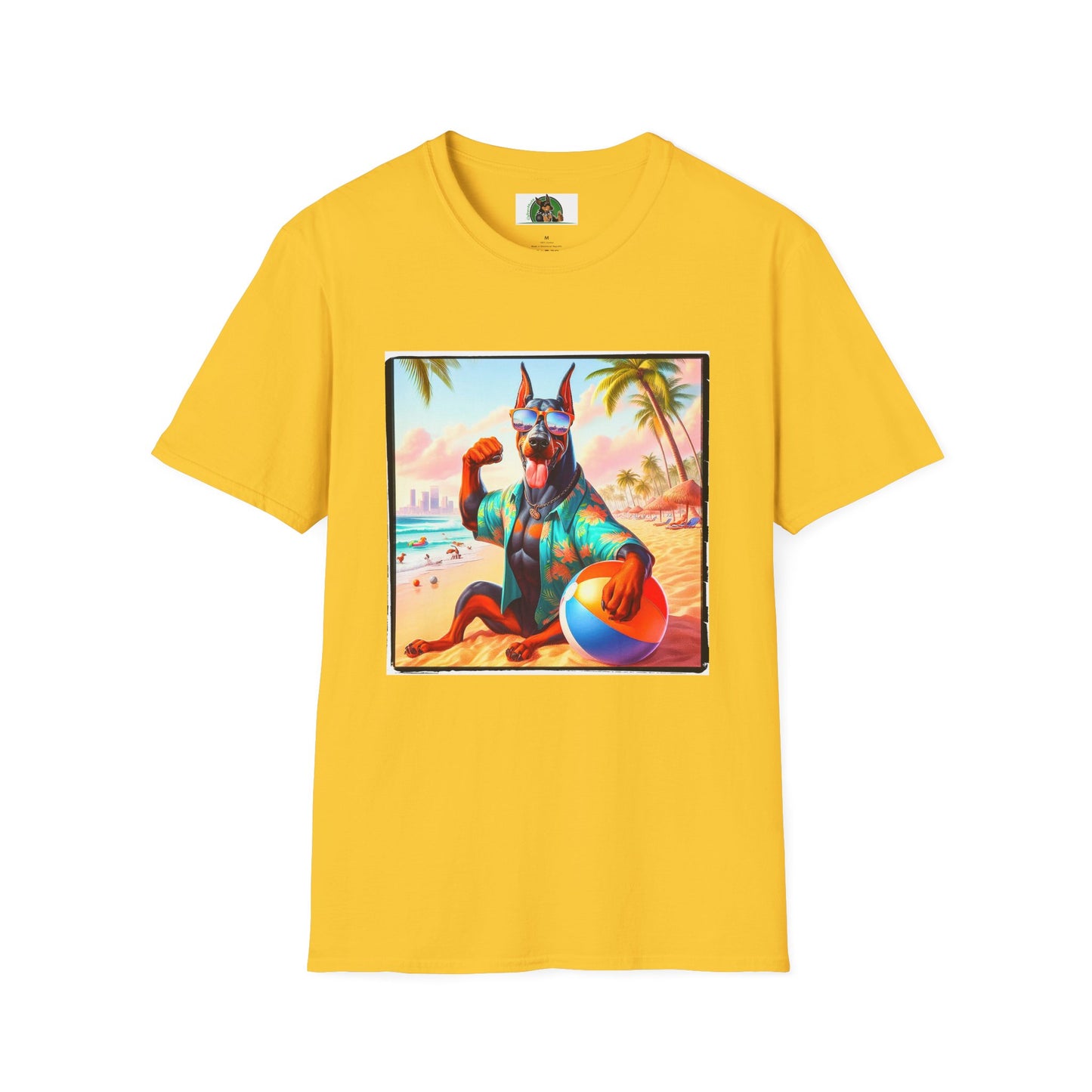 Doberman beach hunk t shirt T-Shirt Printify S Daisy