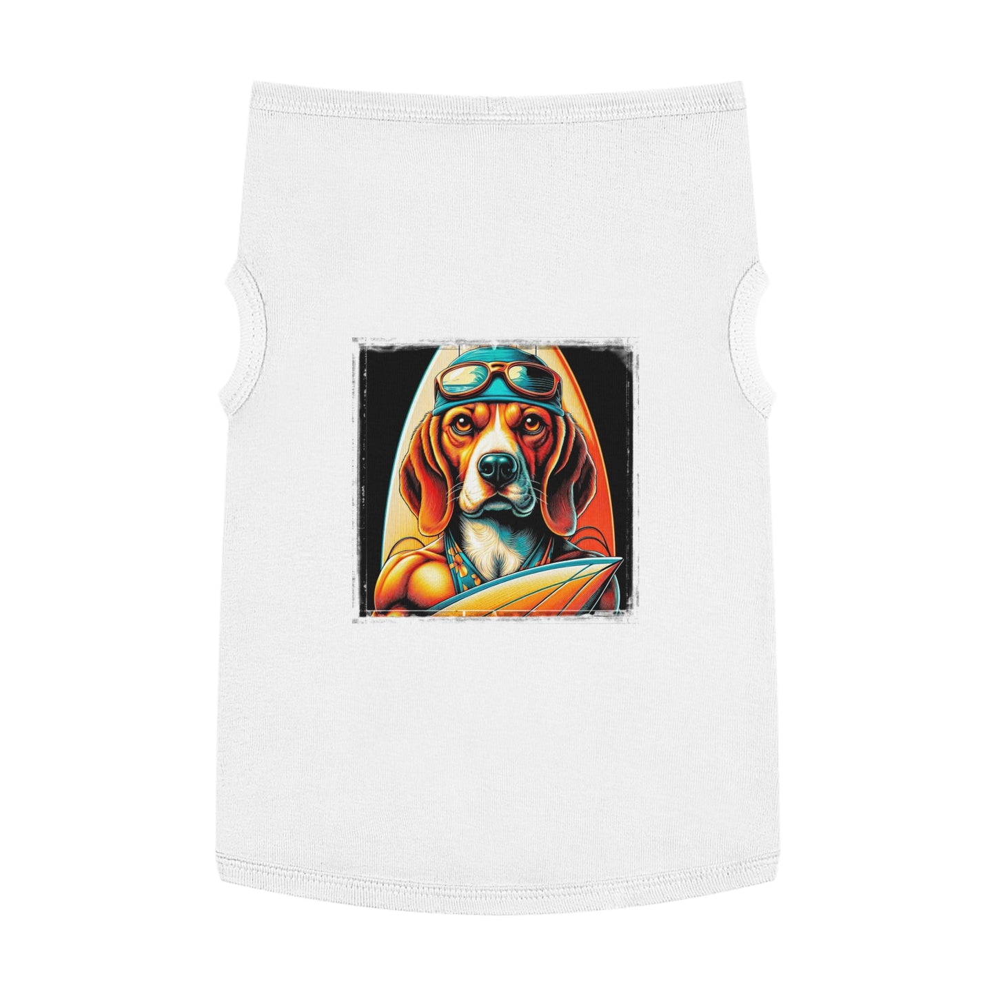 Pet Tank Top Beagle Surfer Pets Printify XL White