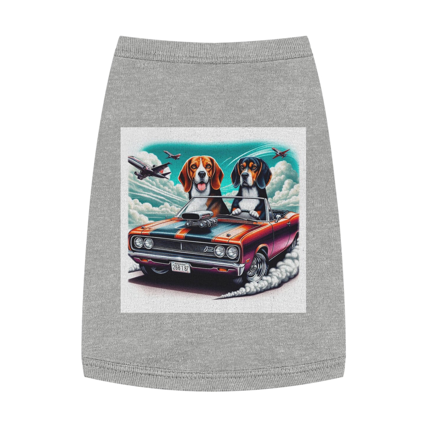 Pet Tank Top Wacky Beagle Dogs In Race Car Pets Printify M Heather