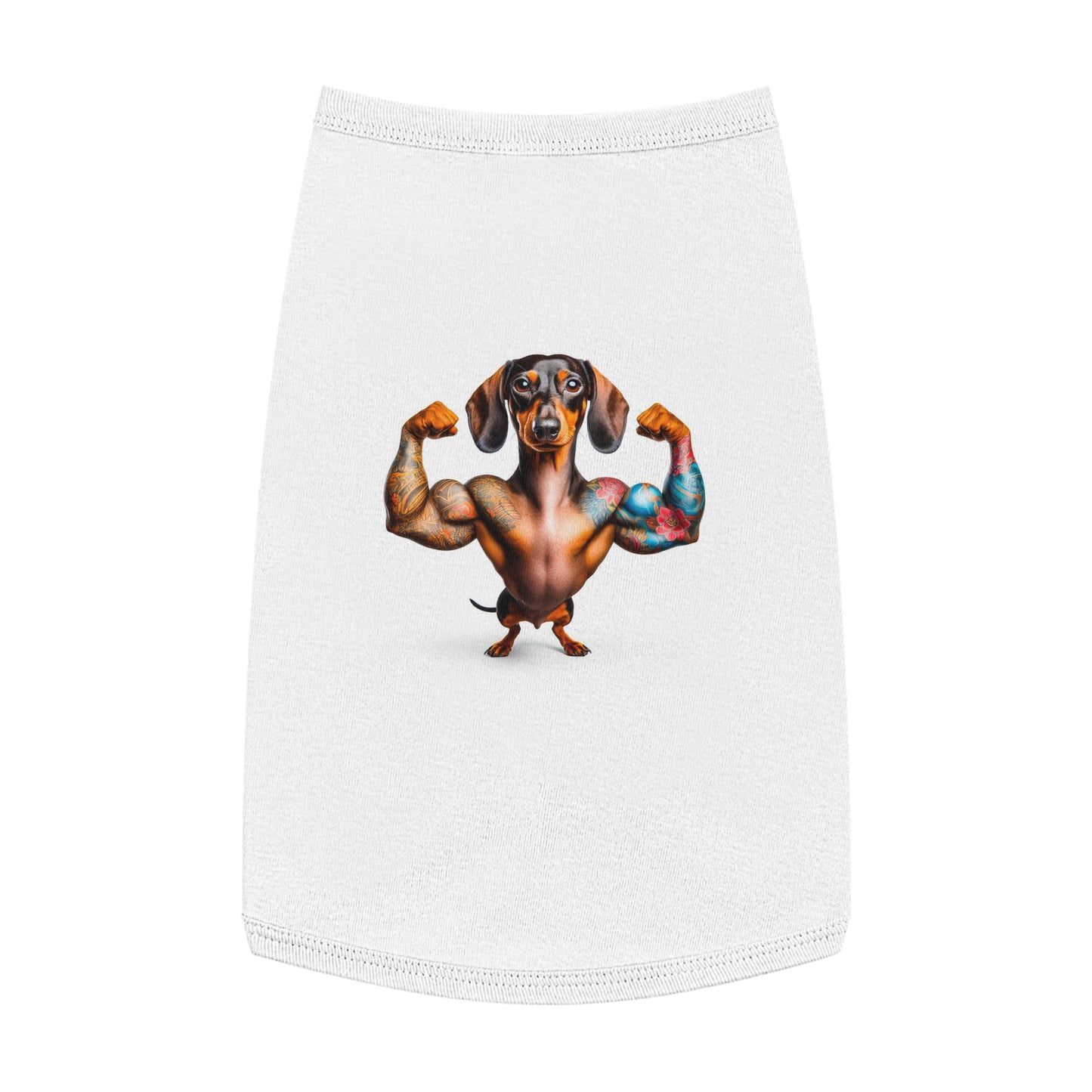 Pet Tank Top Dachshund muscle man t shirt Pets Printify L White