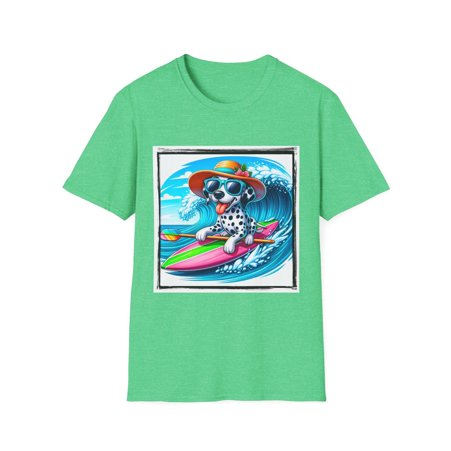 Dalmatian beach day t shirt T-Shirt Printify S Heather Irish Green