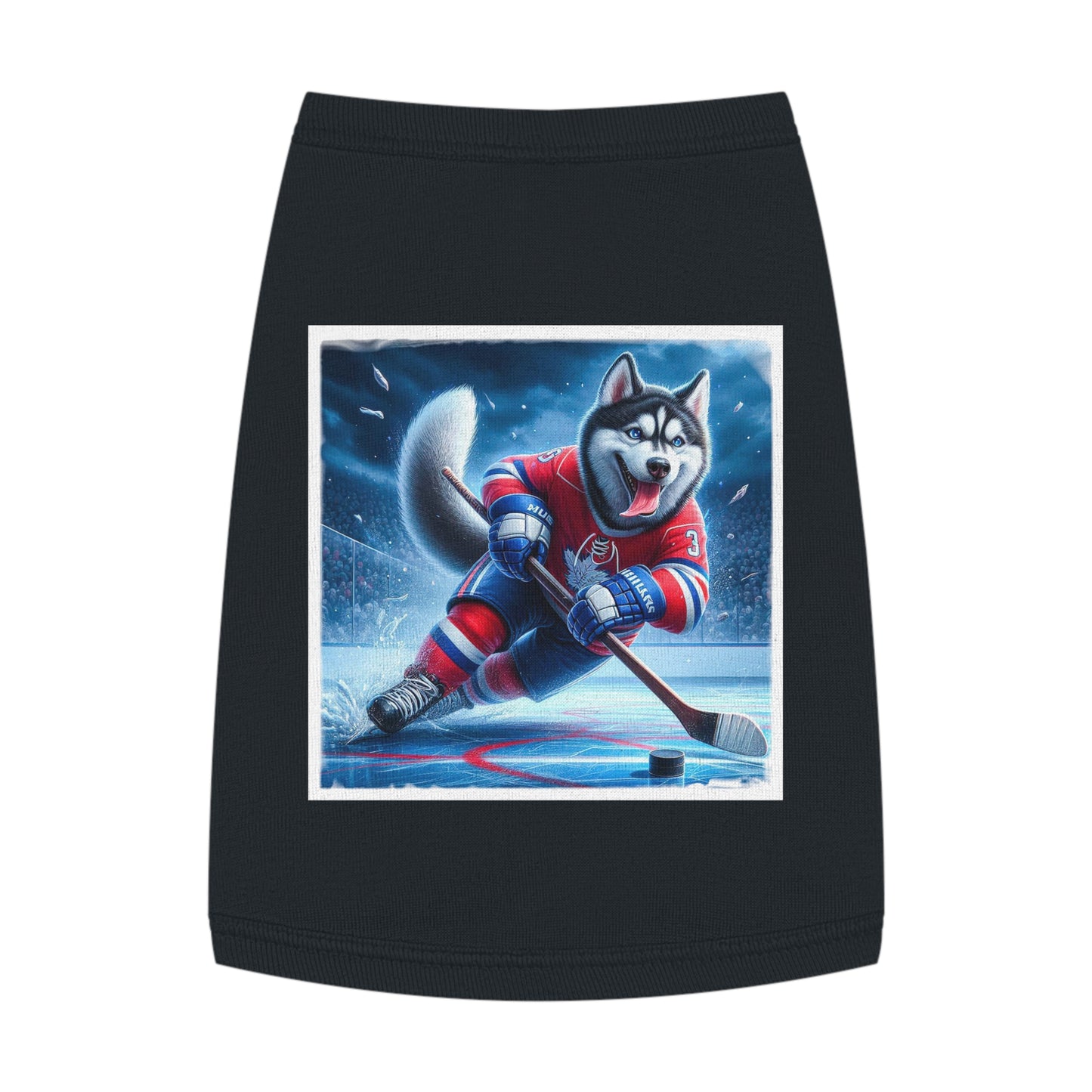 Pet Tank Top Husky hockey Pets Printify M Black