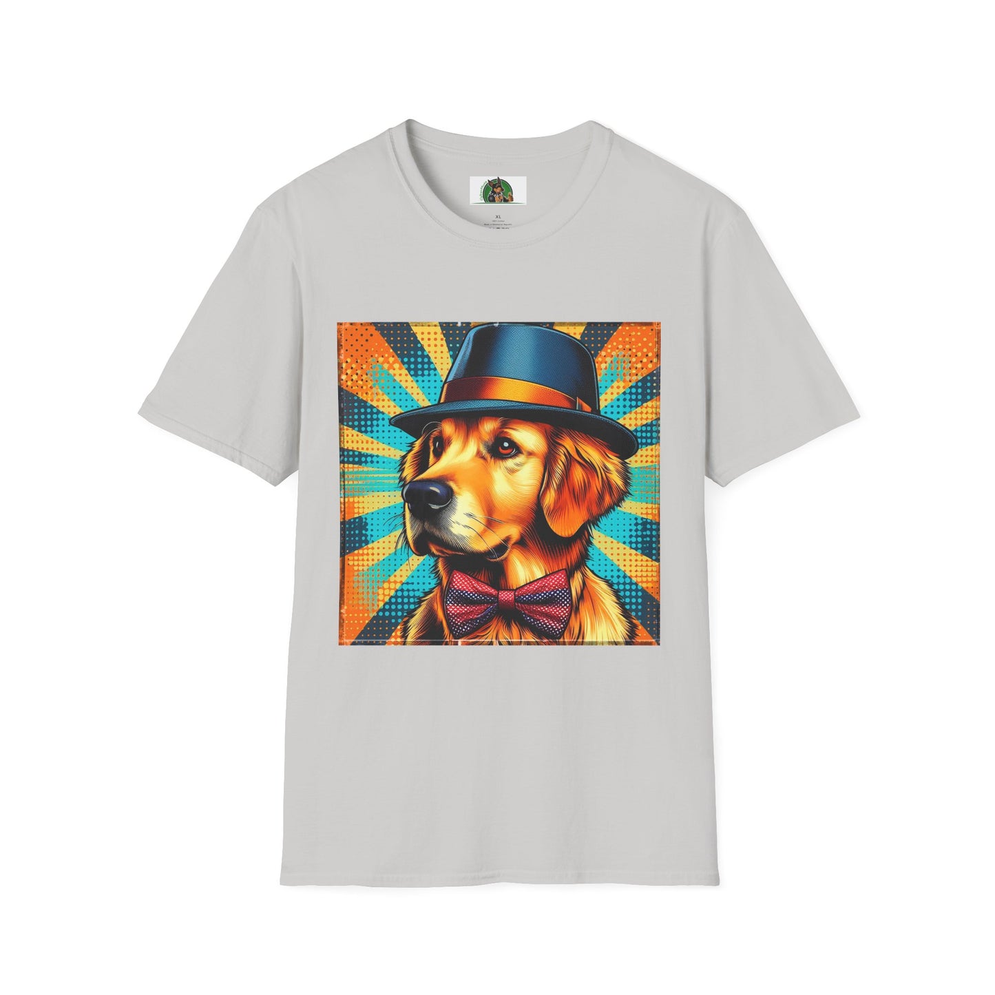 Golden Retriever fun top hat shirt T-Shirt Printify S Ice Grey