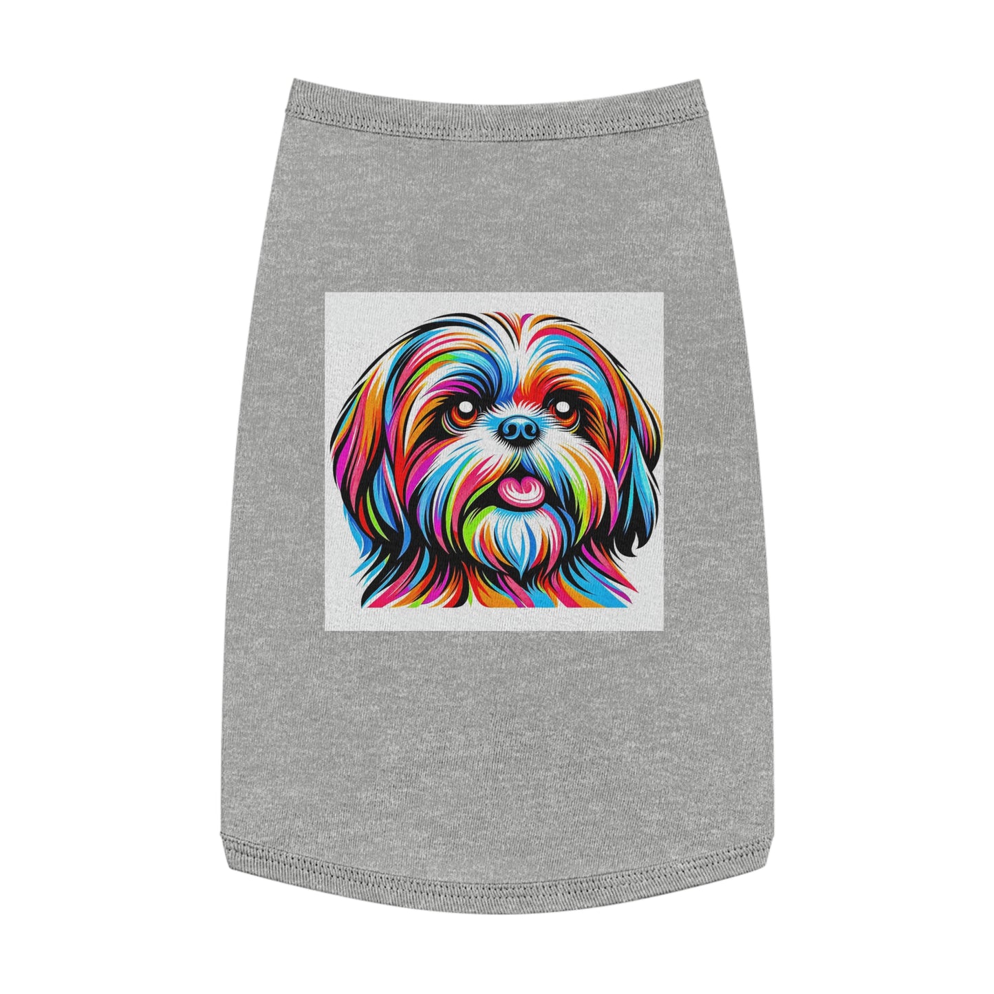 Pet Tank Top Shih Tzu pretty painting Pets Printify L Heather