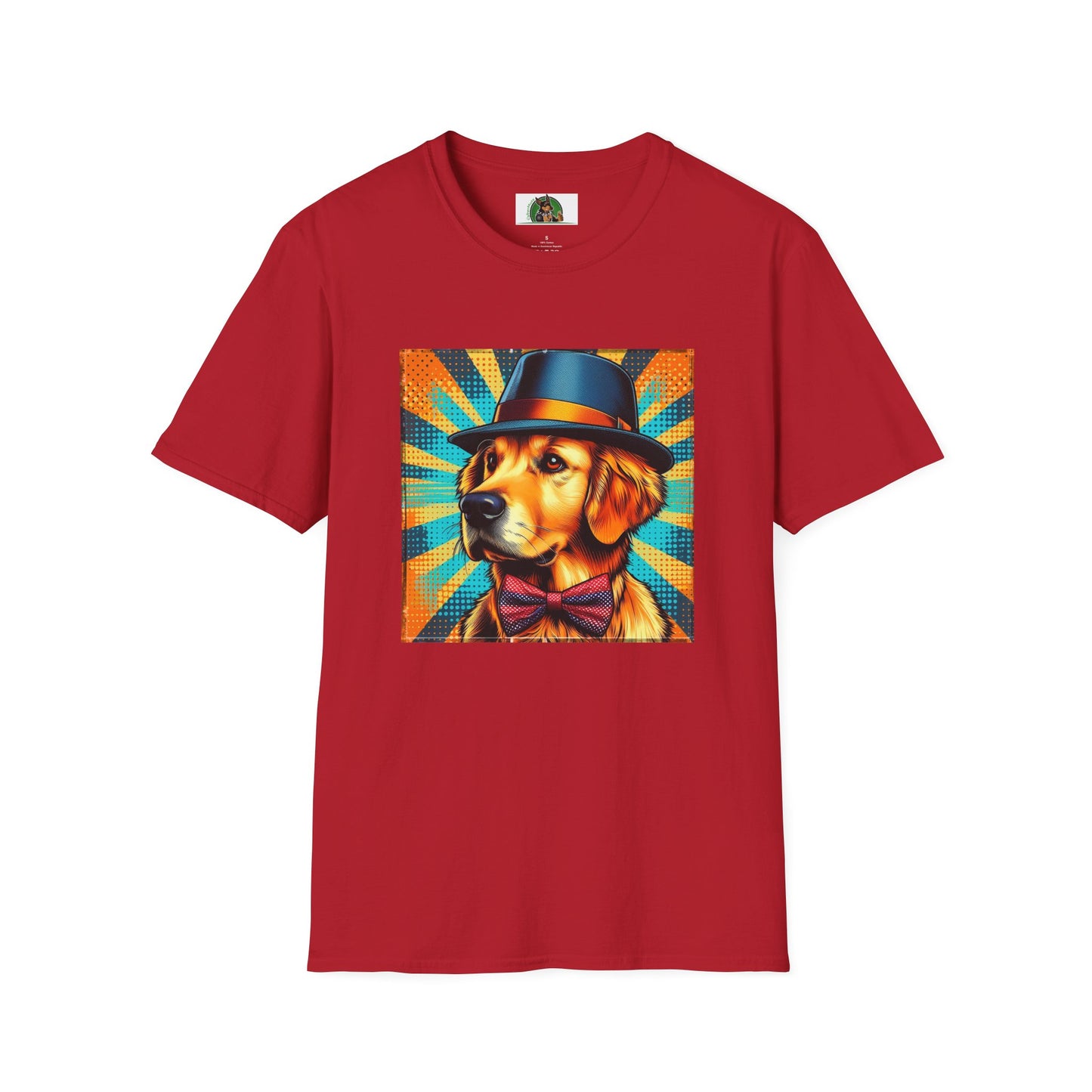 Golden Retriever fun top hat shirt T-Shirt Printify S Cherry Red