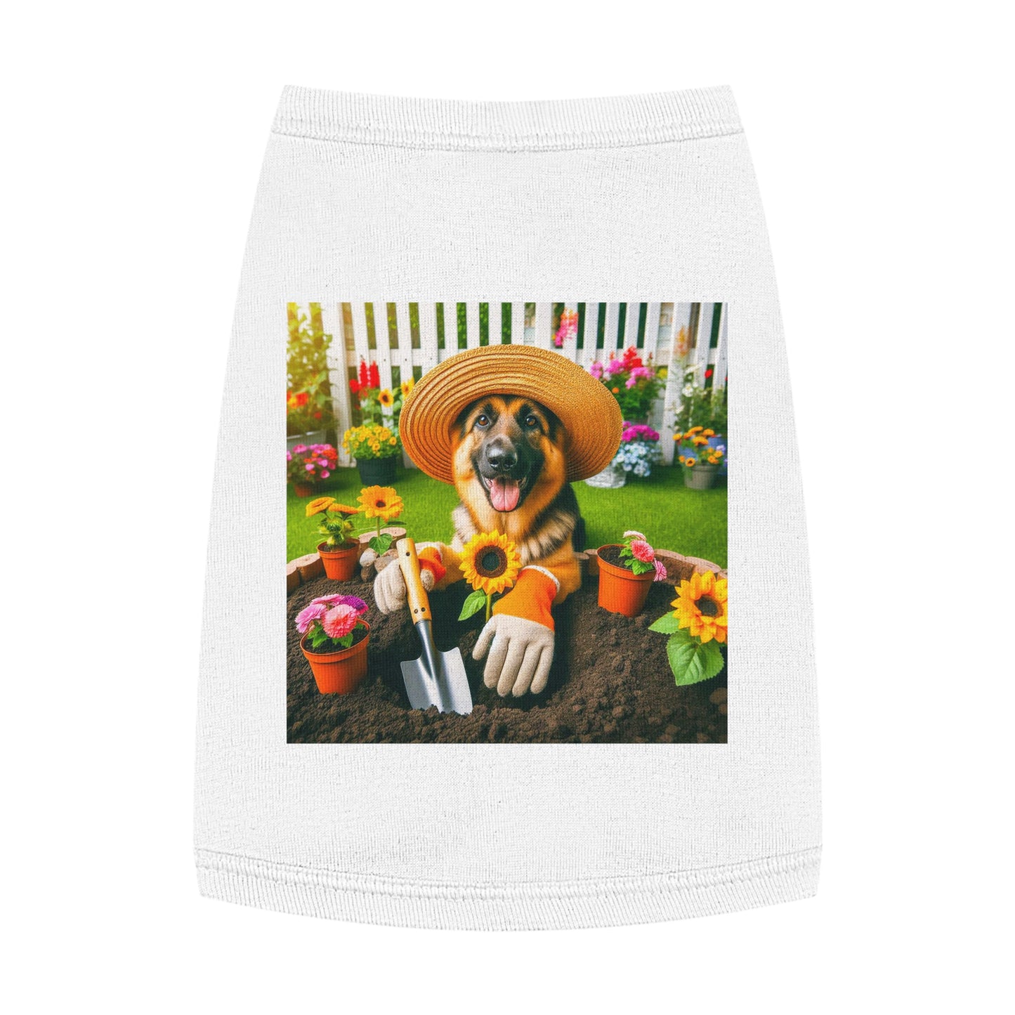 German Shepherd happy Gardner shirt Pets Printify M White