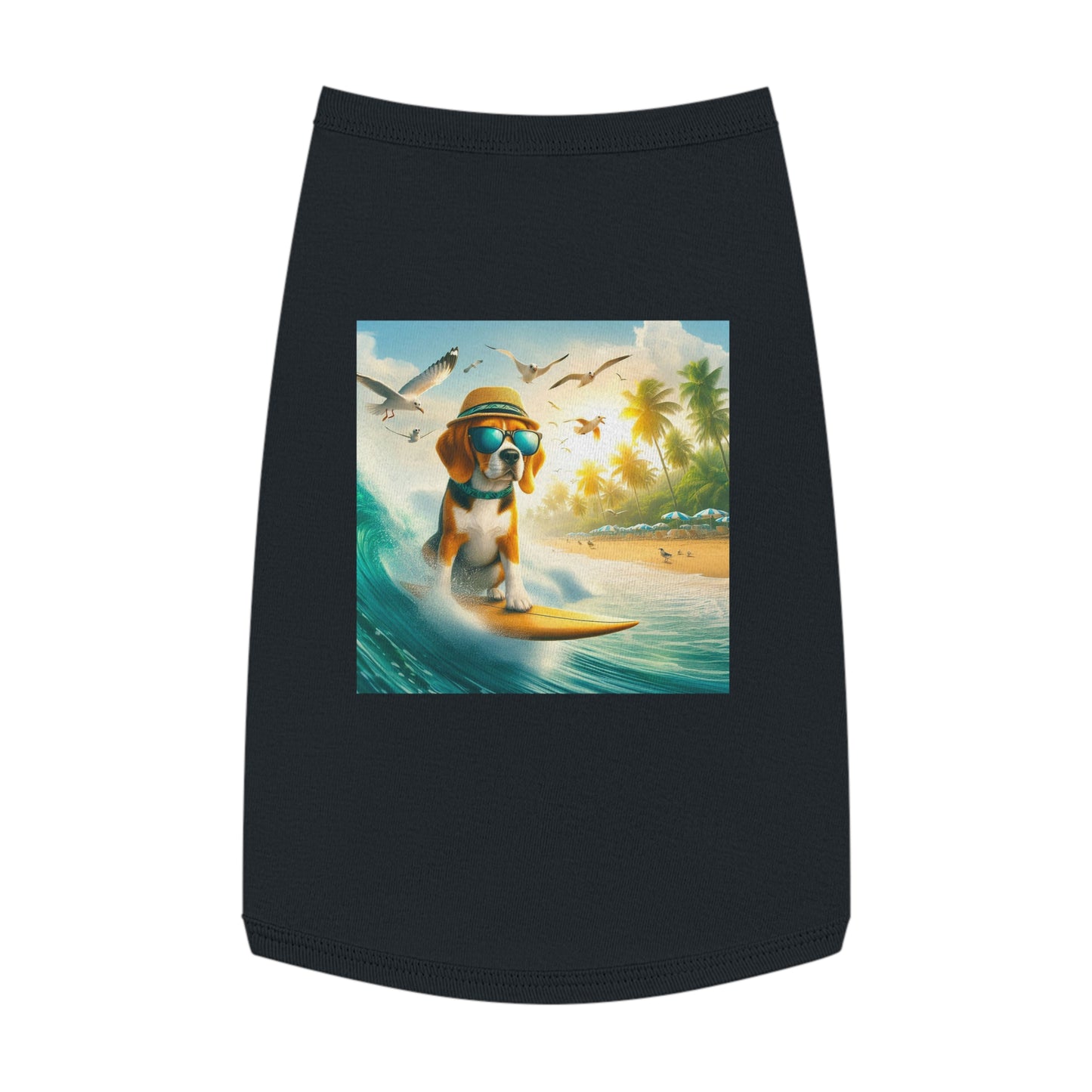 Pet Tank Top Beagle Surfer Dog Pets Printify L Black