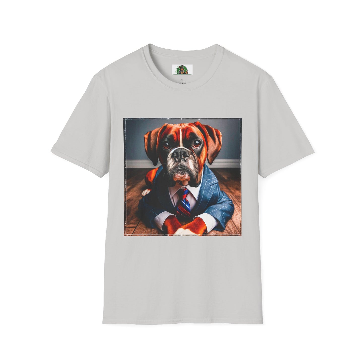 Boxer Dog Wearing Suit TShirt T-Shirt Printify S Ice Grey