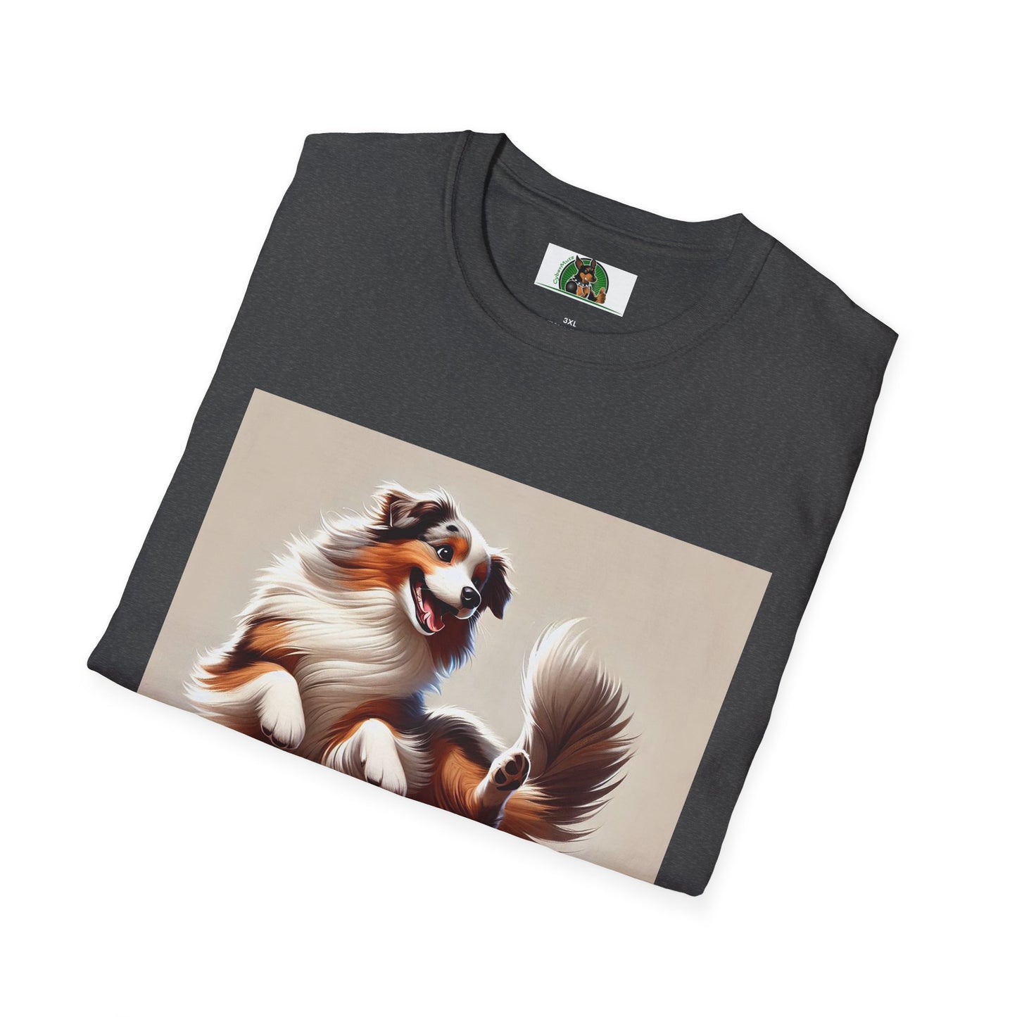 Dog Lover T-Shirt - Dancing Dog Australian Shepherd T-Shirt Printify