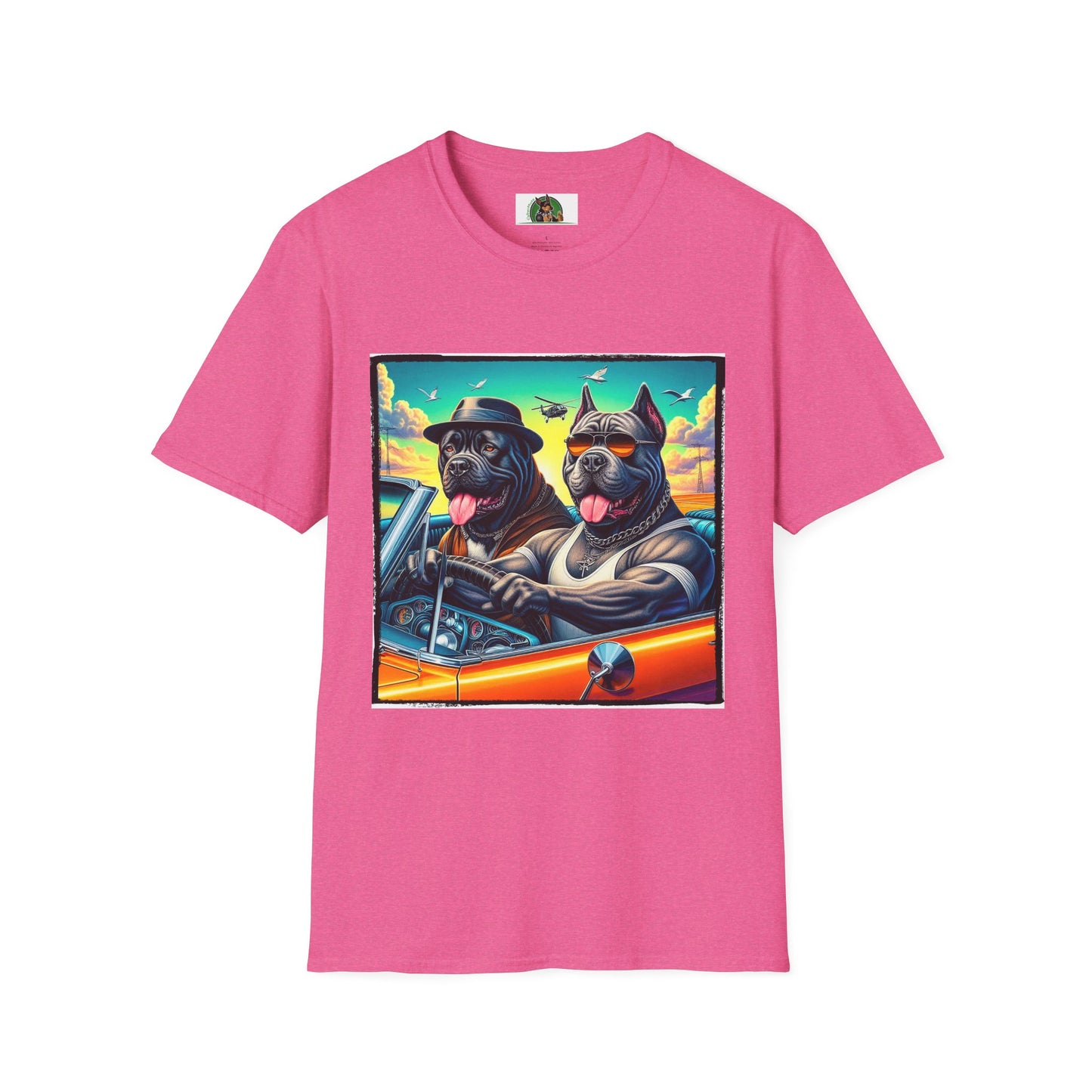 Cane Corso Dogs In Car TShirt T-Shirt Printify S Heather Heliconia