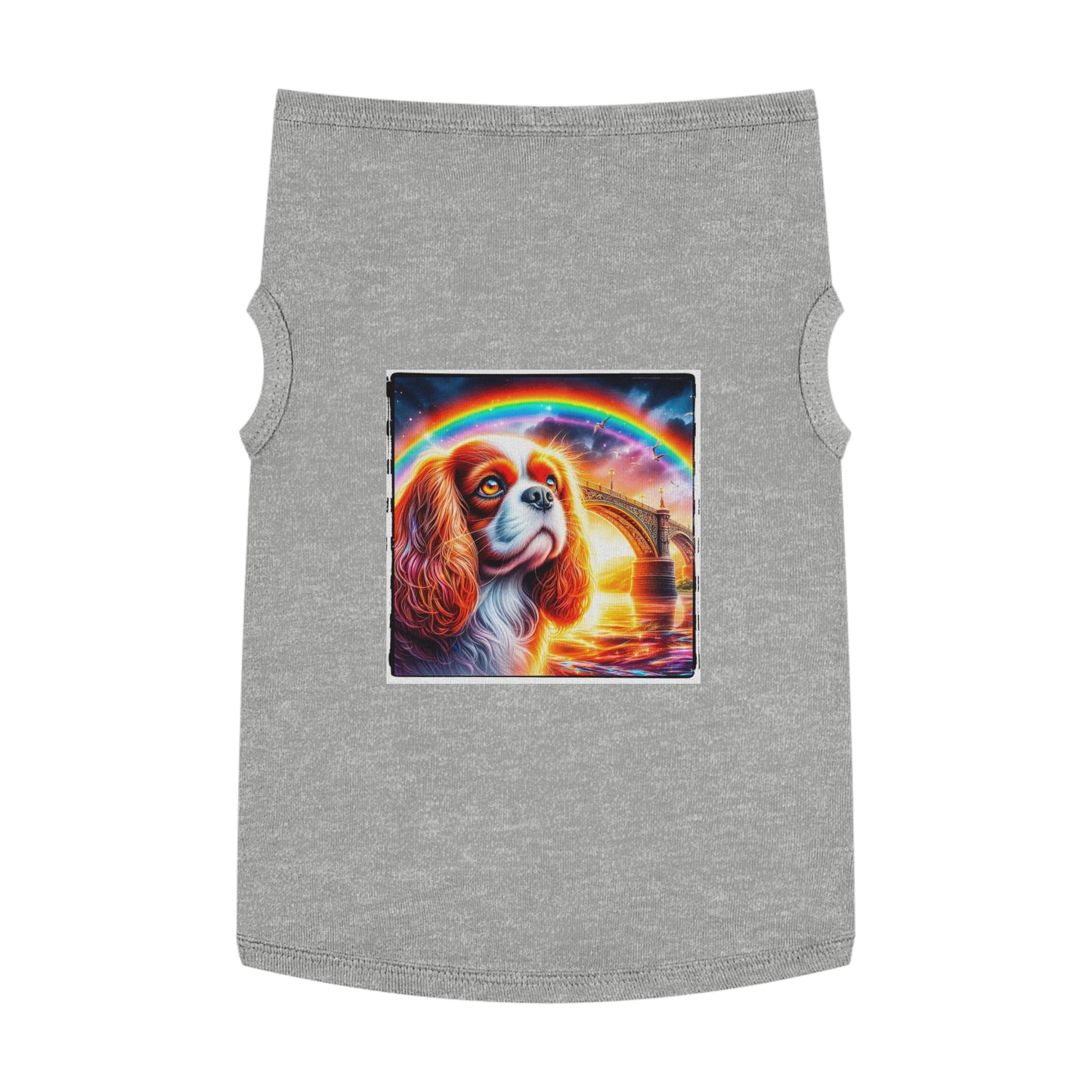 Pet Tank Top Cavalier King Charles Spaniel Rainbow bridge T Shirt Pets Printify XL Heather