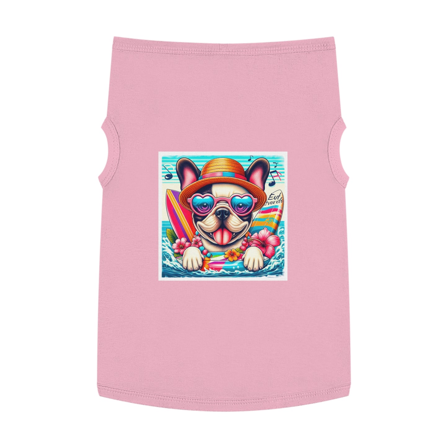 Pet Tank Top French Bulldog colorful surfing t shirt Pets Printify XL Pink