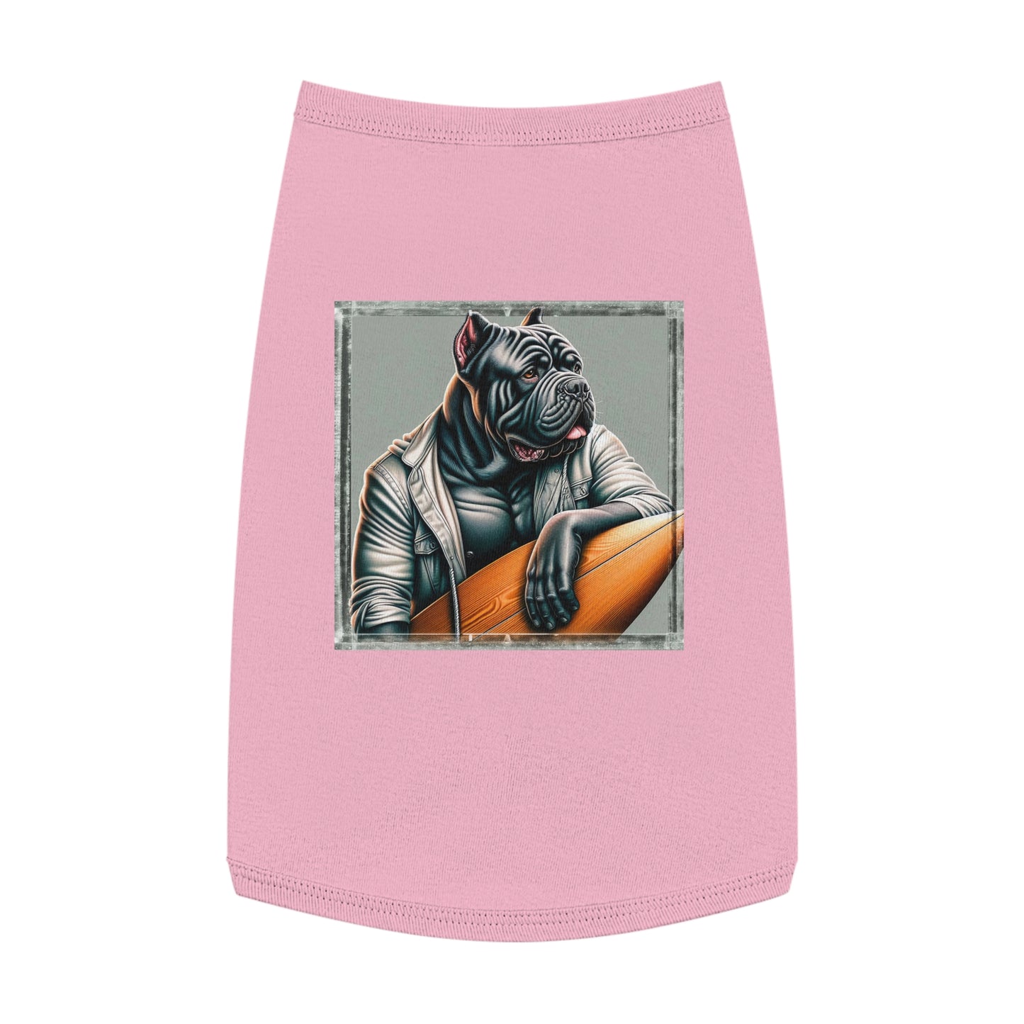 Pet Tank Top Cane Corso In Leather Jacket Surfer Pets Printify L Pink