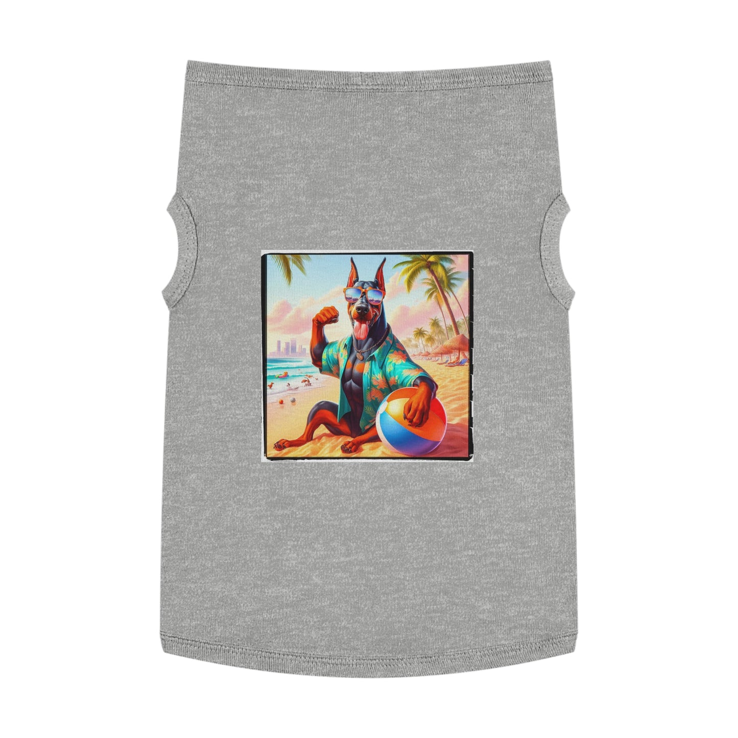 Pet Tank Top Doberman fun in the sun t shirt Pets Printify XL Heather