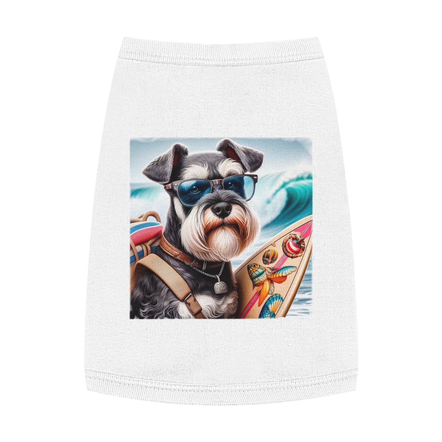 Miniature Schnauzer traveling surfer shirt Pets Printify M White