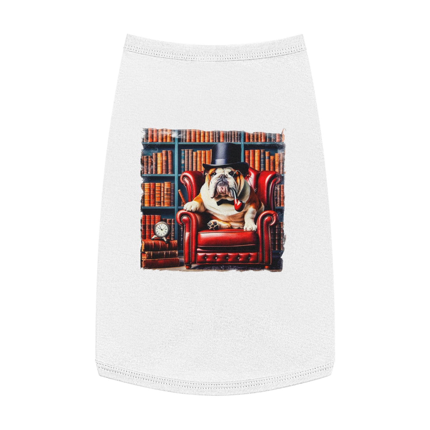 Pet Tank Top Bulldog pipe smoking t shirt Pets Printify L White