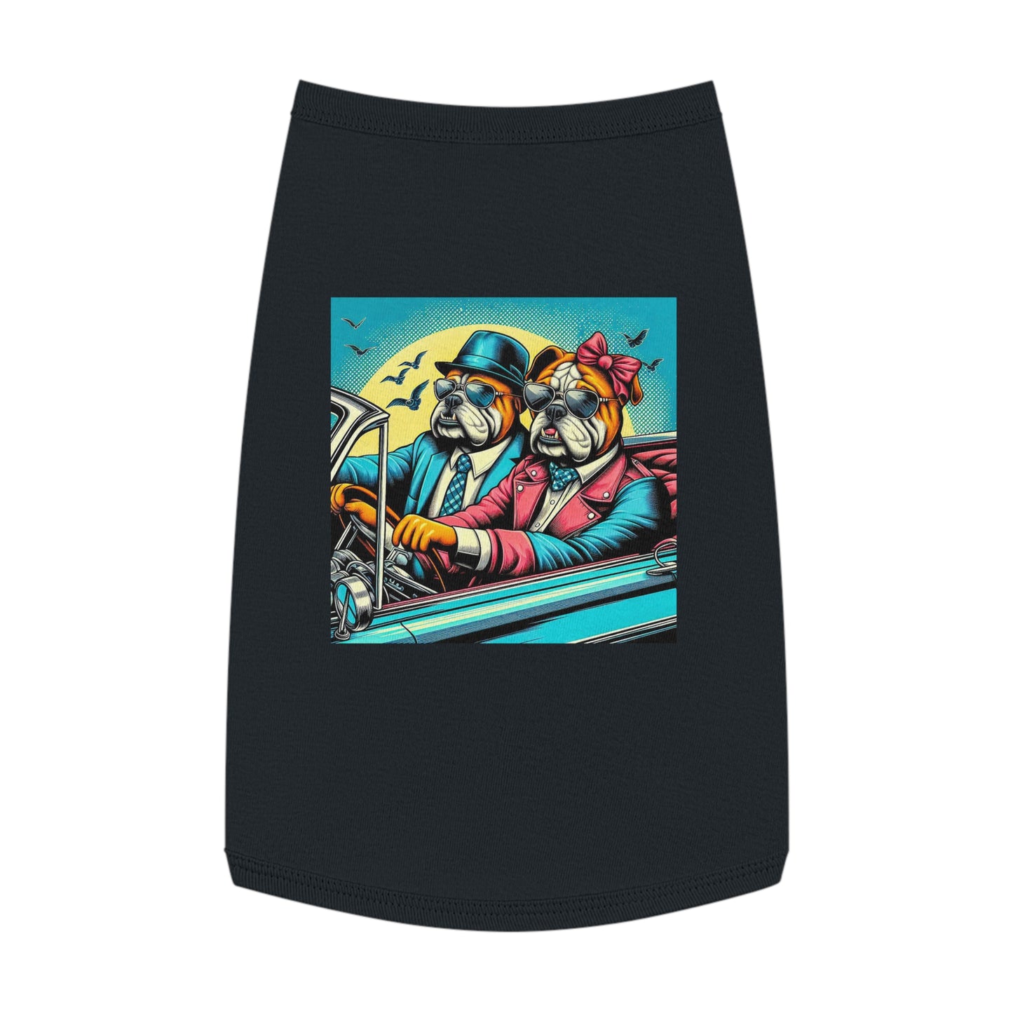 Wacky Pet Tank Top Bulldog sunset driving t shirt Pets Printify