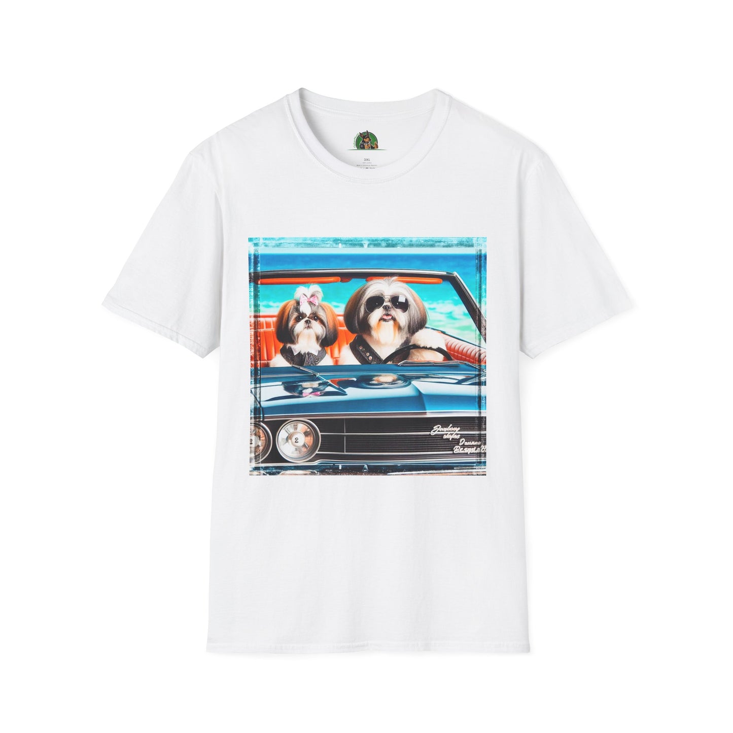 Wacky Shih Tzu couple driving T-Shirt Printify XS White