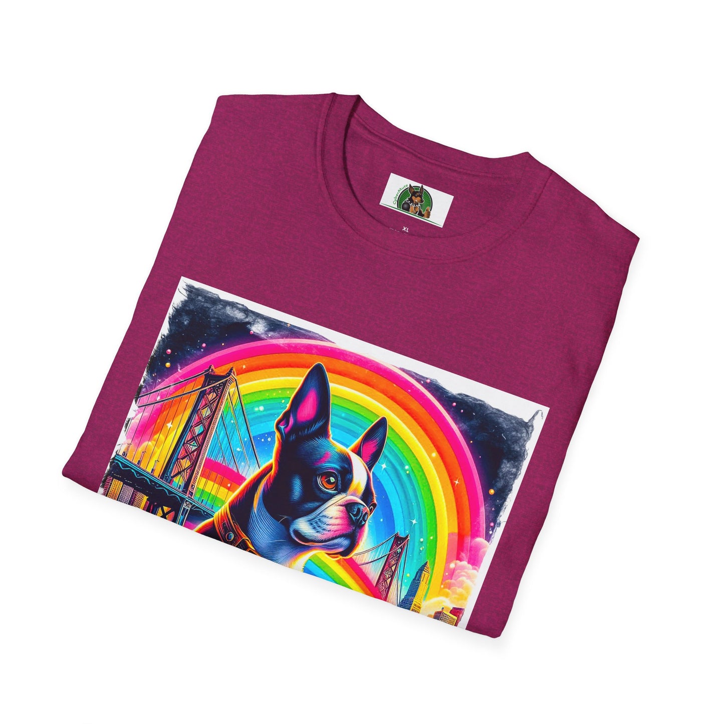 Boston Terrier Rainbow Bridge Dog At Beach T-Shirt Printify