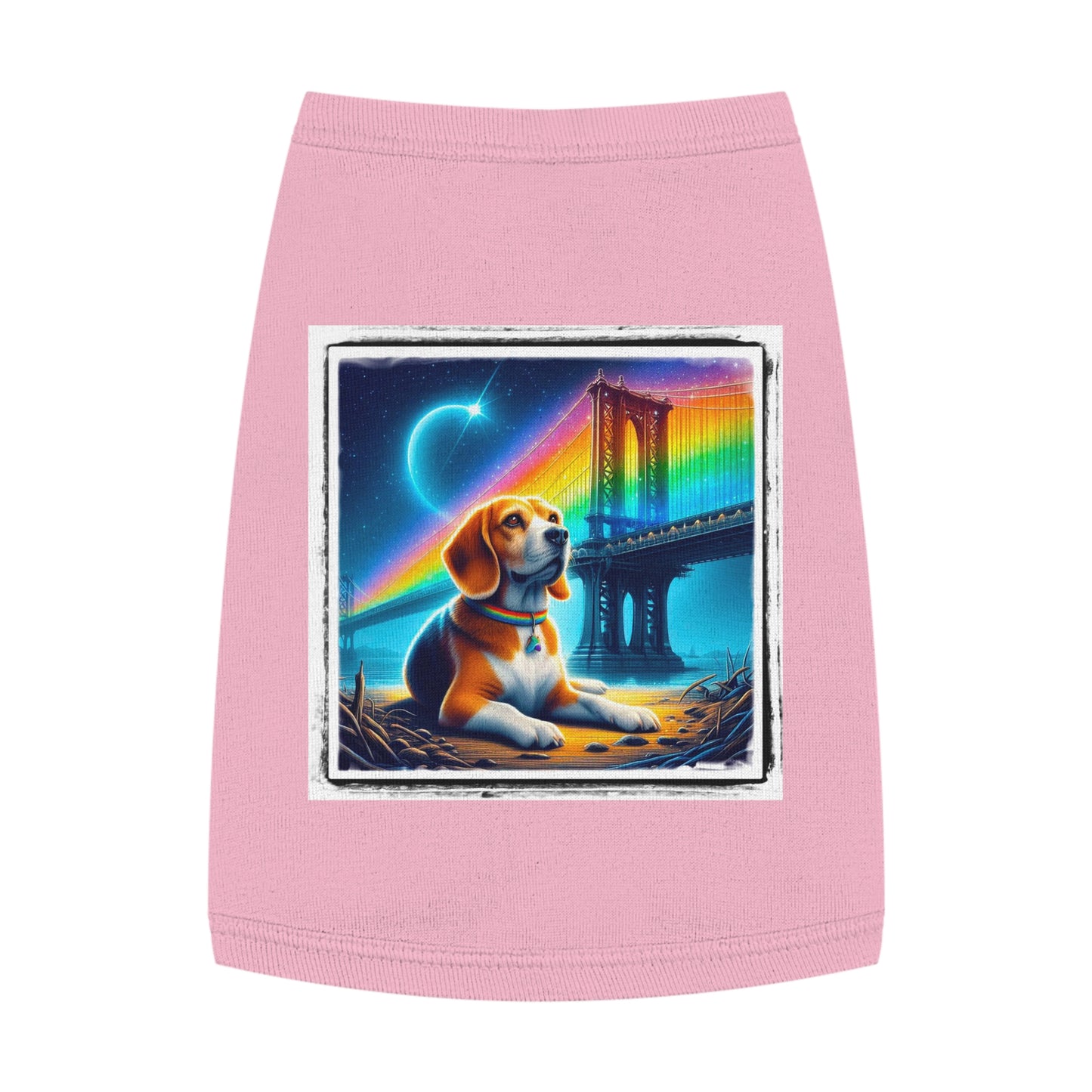 Pet Tank Top Beagle Rainbow Bridge Night Pets Printify M Pink