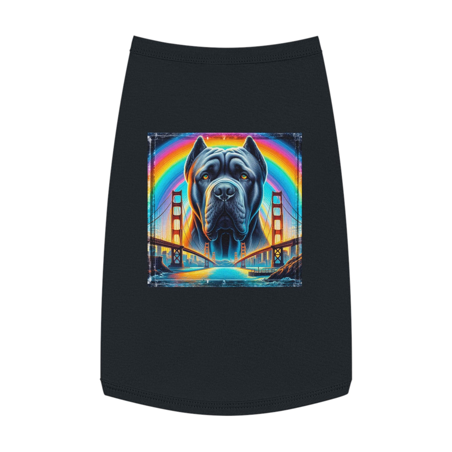 Pet Tank Top Cane Corso Double Rainbow Bridge Pets Printify L Black