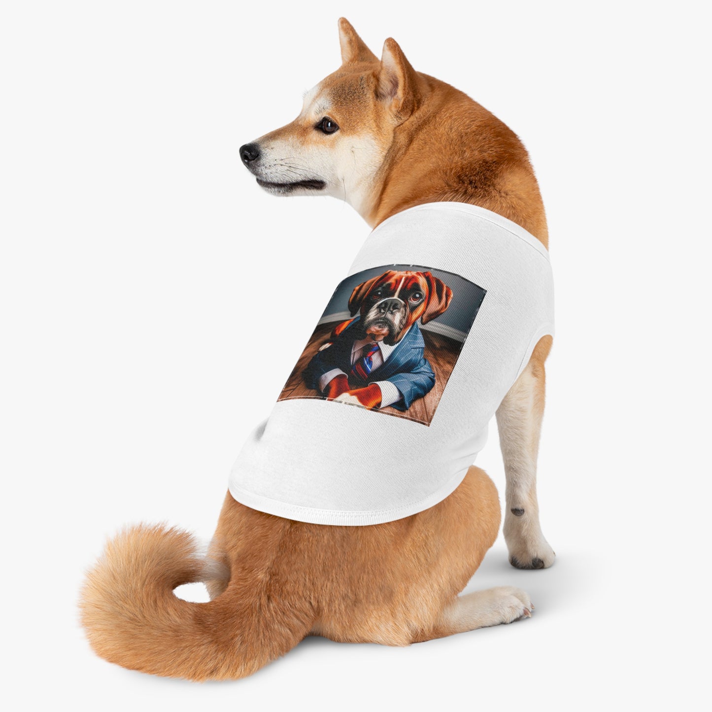 Pet Tank Top Boxer Dog Wearing Suit Pets Printify   