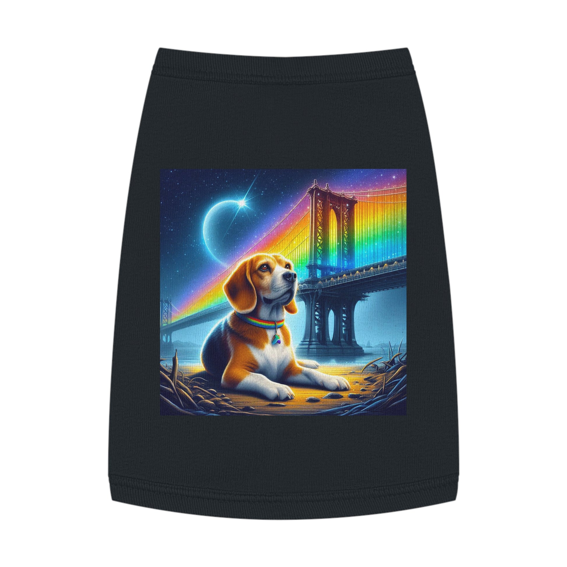 Pet Tank Top Beagle Under Rainbow Bridge Pets Printify M Black 