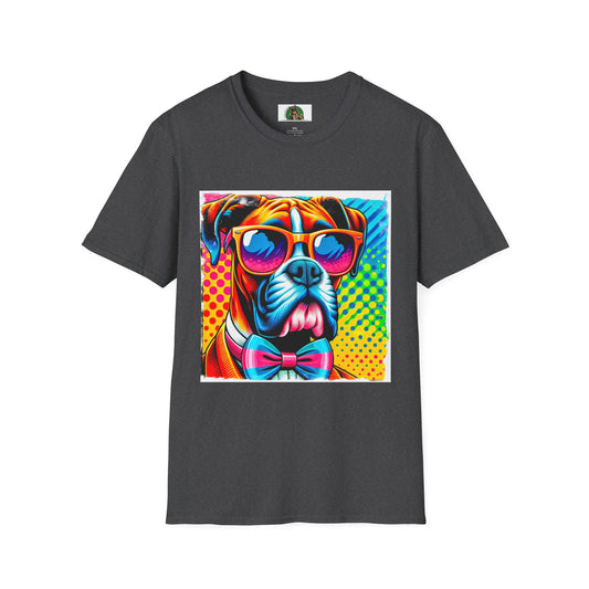 Boxer Pop Art Dog Shirt T-Shirt Printify XS Dark Heather 