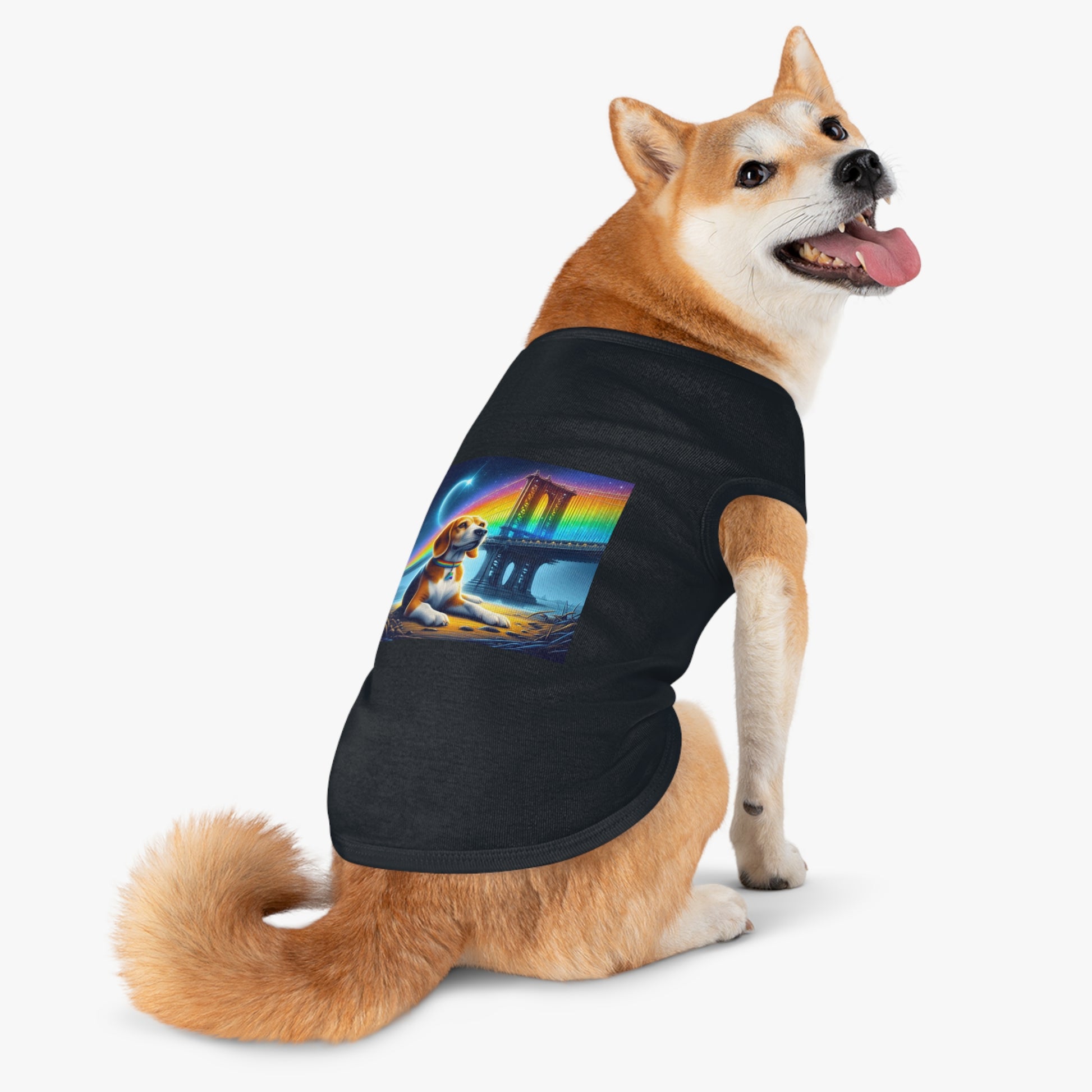 Pet Tank Top Beagle Under Rainbow Bridge Pets Printify   