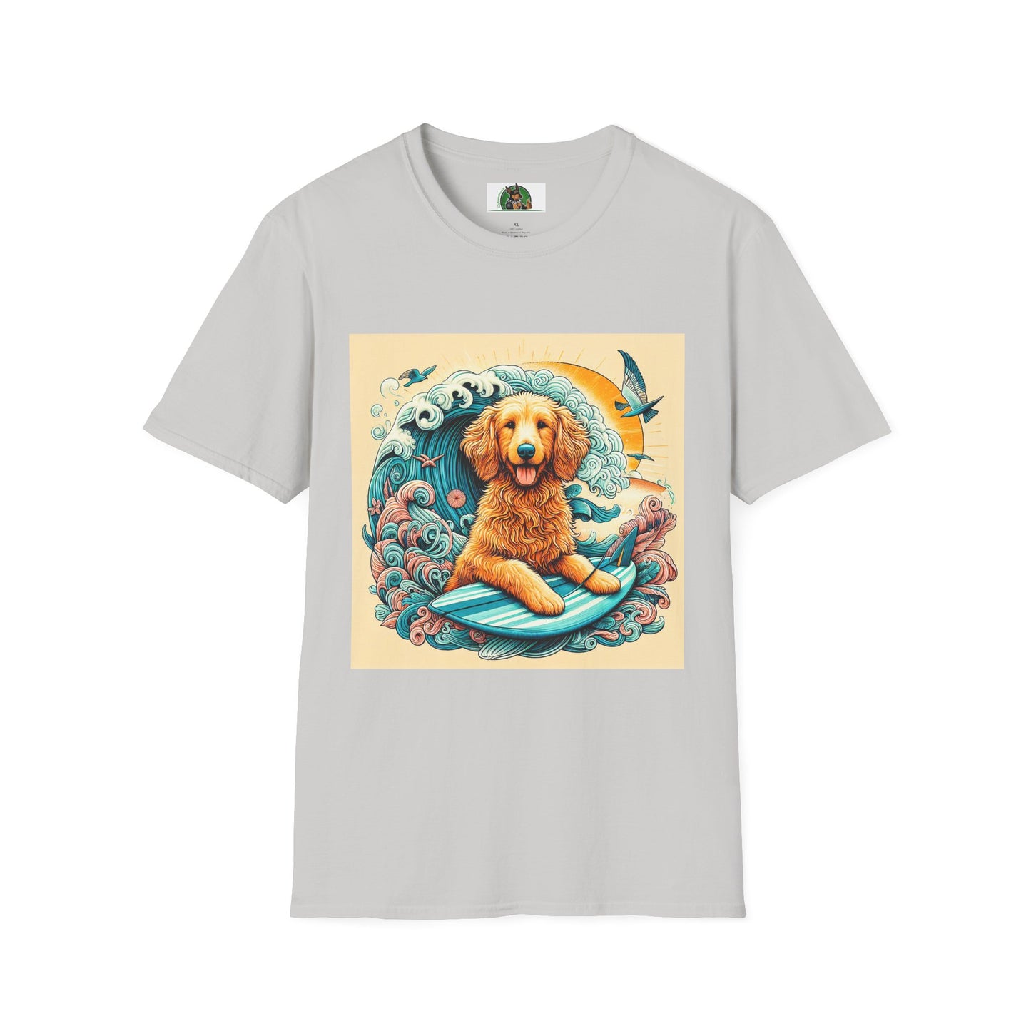 Golden Doodle surfing fun shirt T-Shirt Printify S Ice Grey