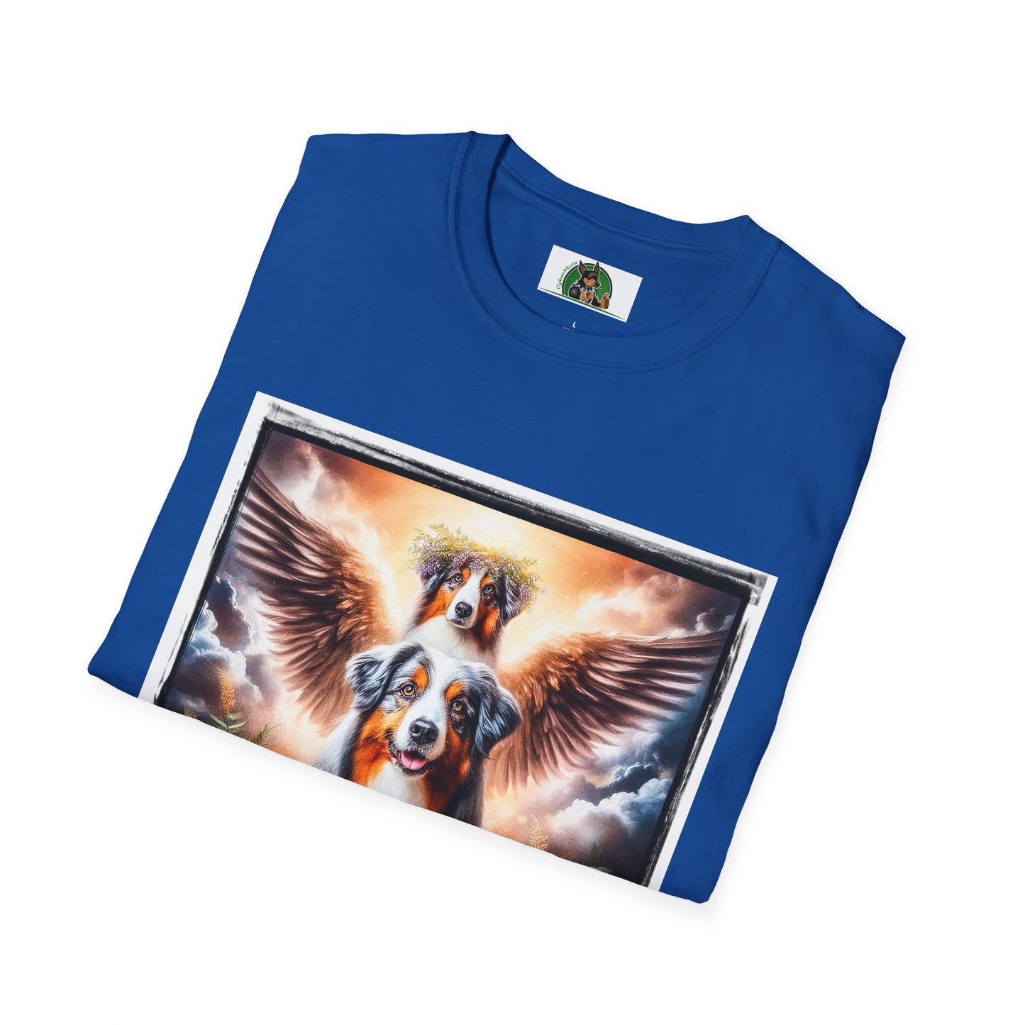 Australian Shepherd Angel Wings And Flowers T-Shirt Printify