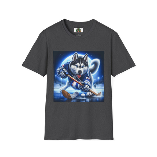 Hockey huskey shirt T-Shirt Printify S Dark Heather