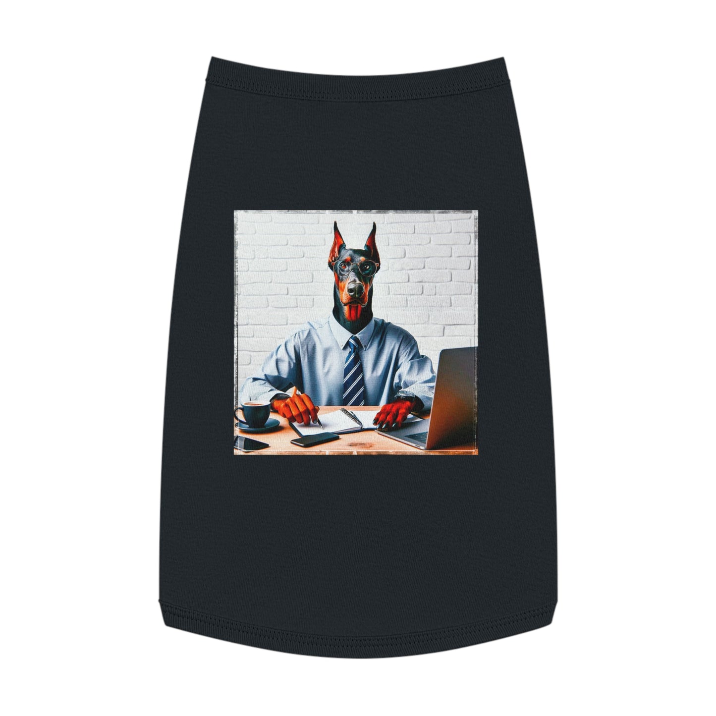 Pet Tank Top Doberman working man t shirt Pets Printify