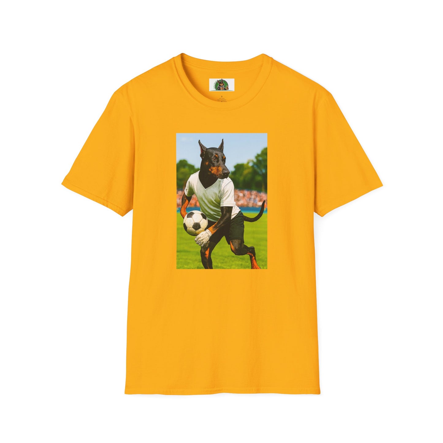 Soccer Doberman Sports T-Shirt T-Shirt Printify Gold S
