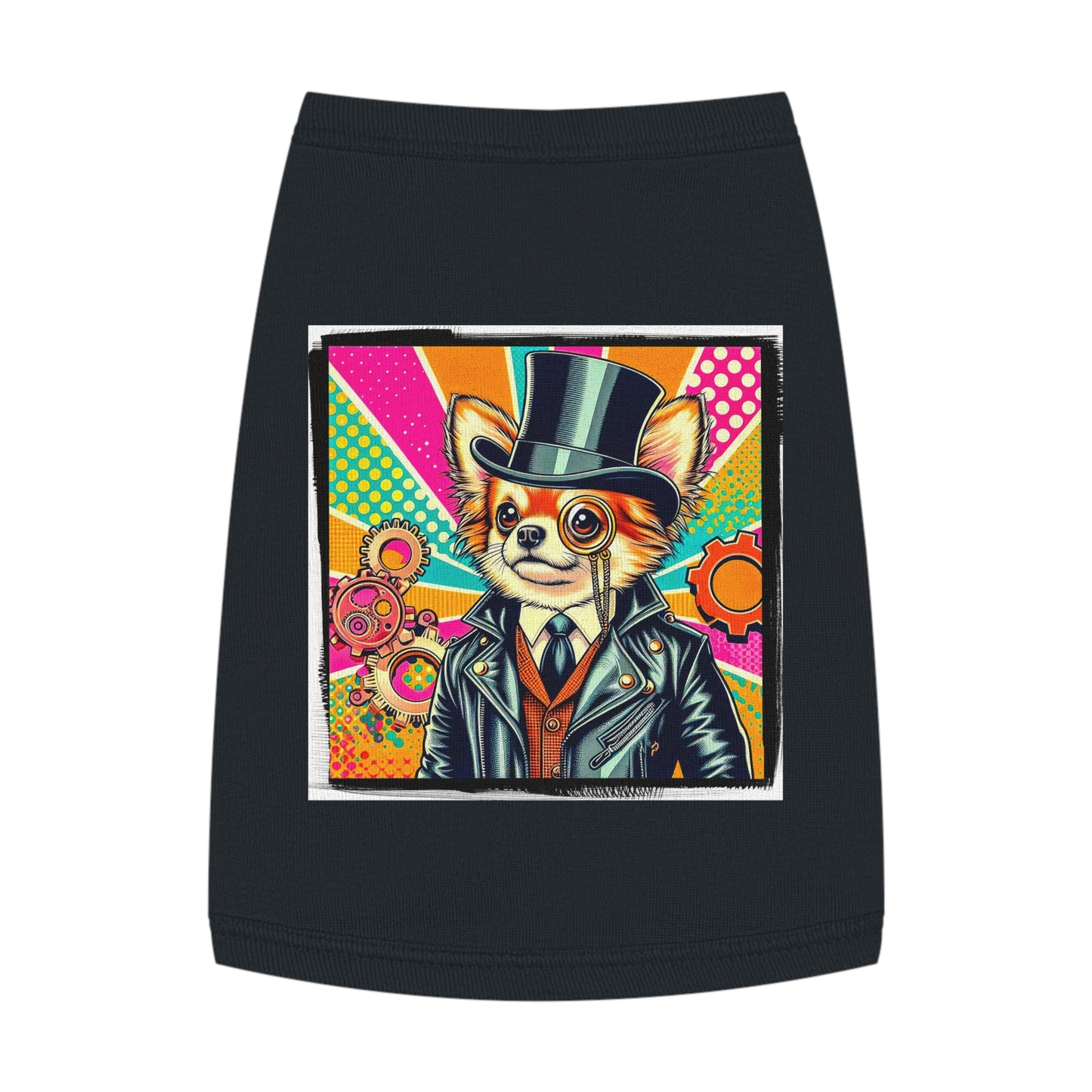 Pet Tank Top Chihuahua colorful gears t shirt Pets Printify M Black