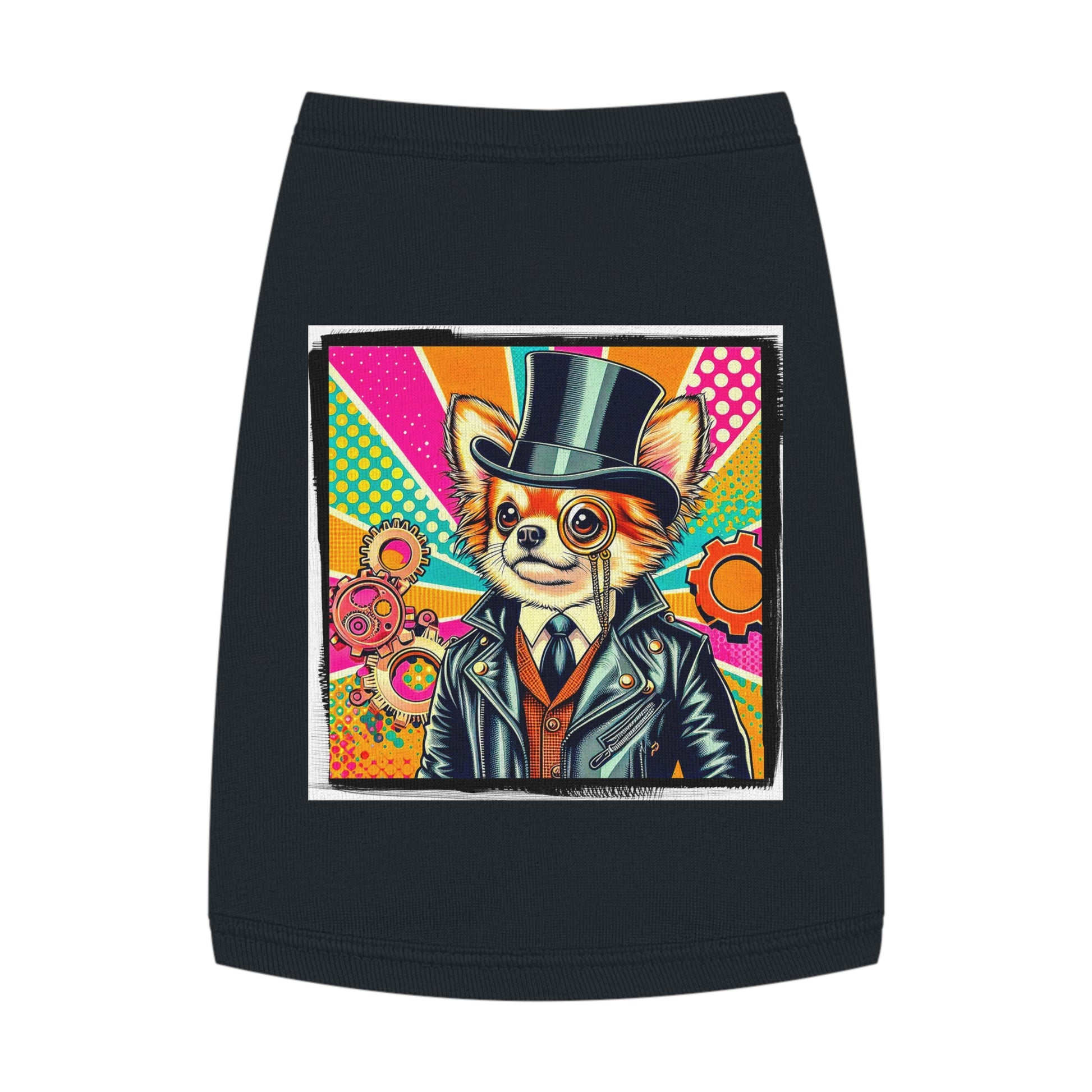 Pet Tank Top Chihuahua colorful gears t shirt Pets Printify M Black