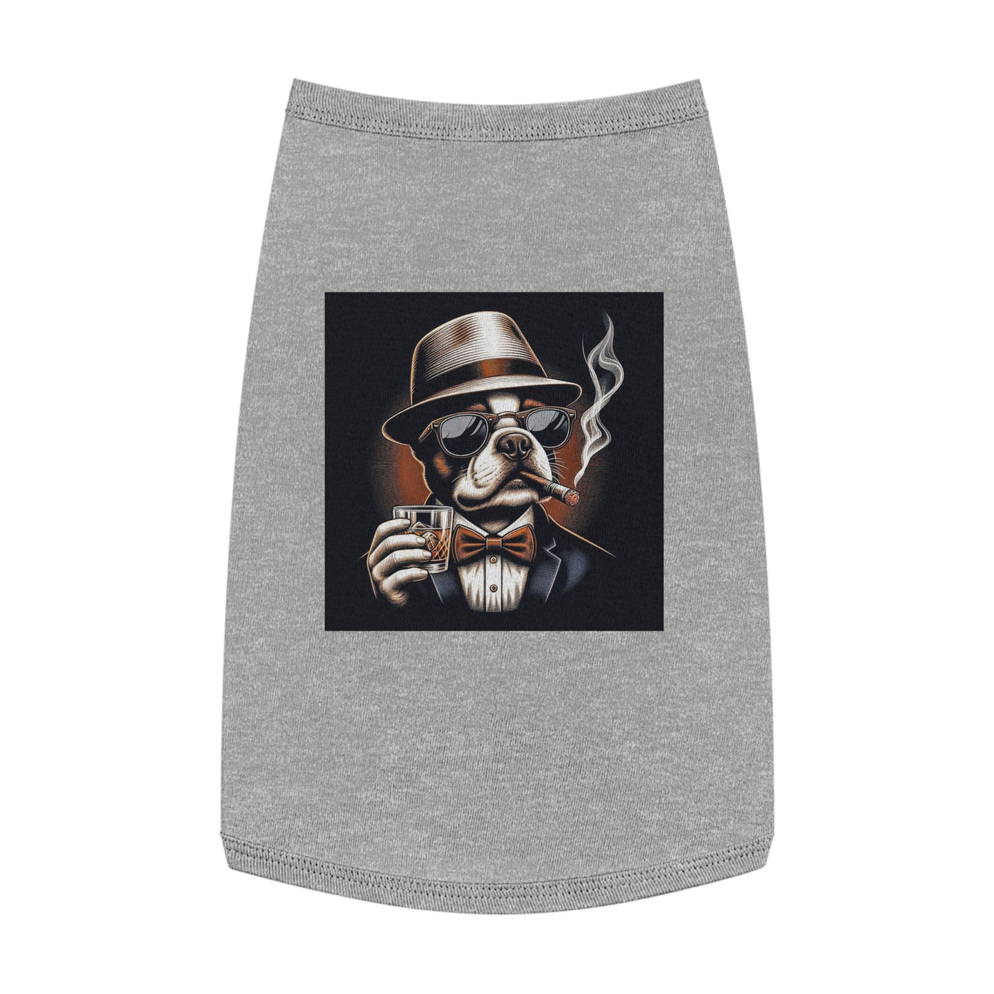 Pet Tank Top Boston Terrier Dog Smoking And Drinking Pets Printify L Heather 