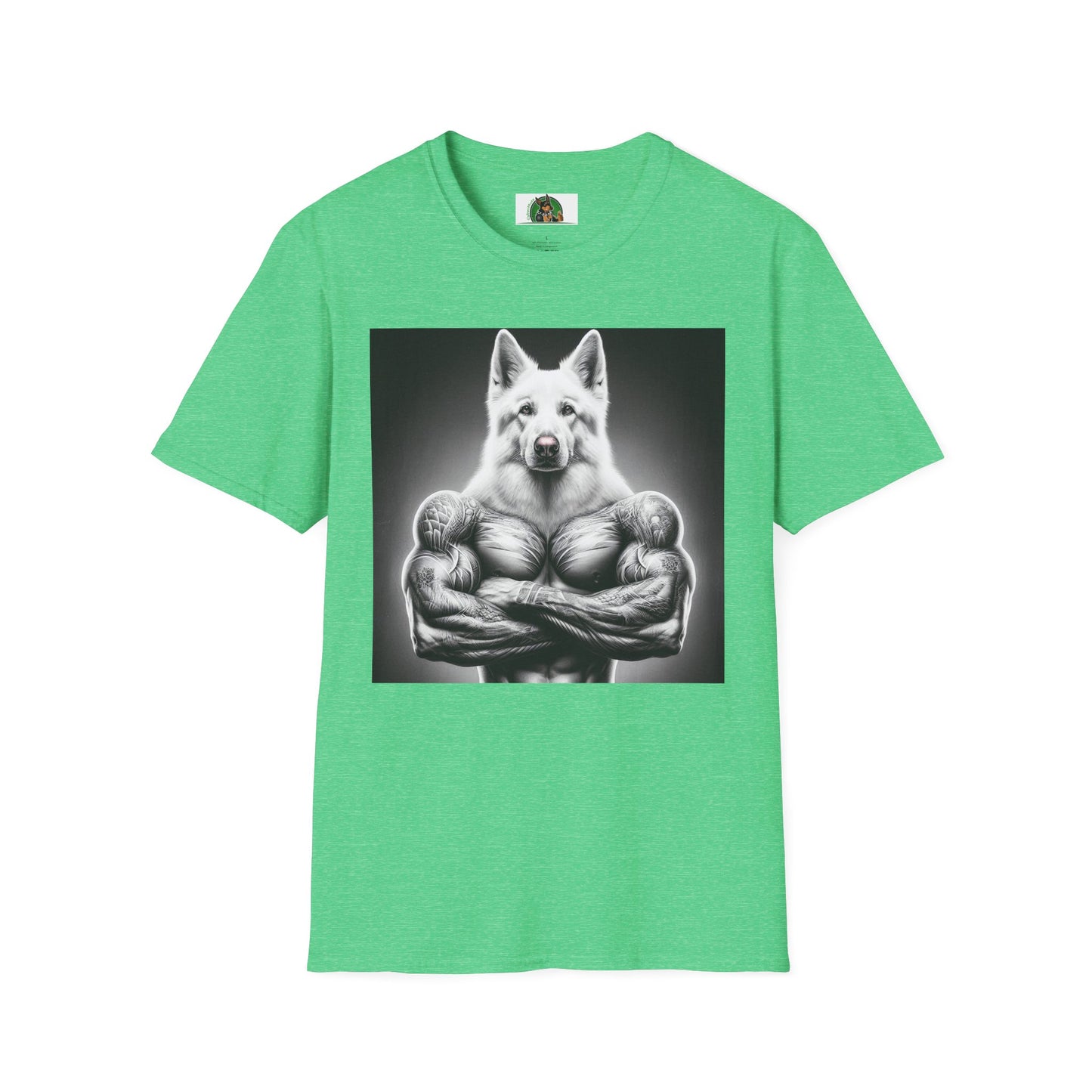 German Shepherd muscle man shirt T-Shirt Printify Heather Irish Green S