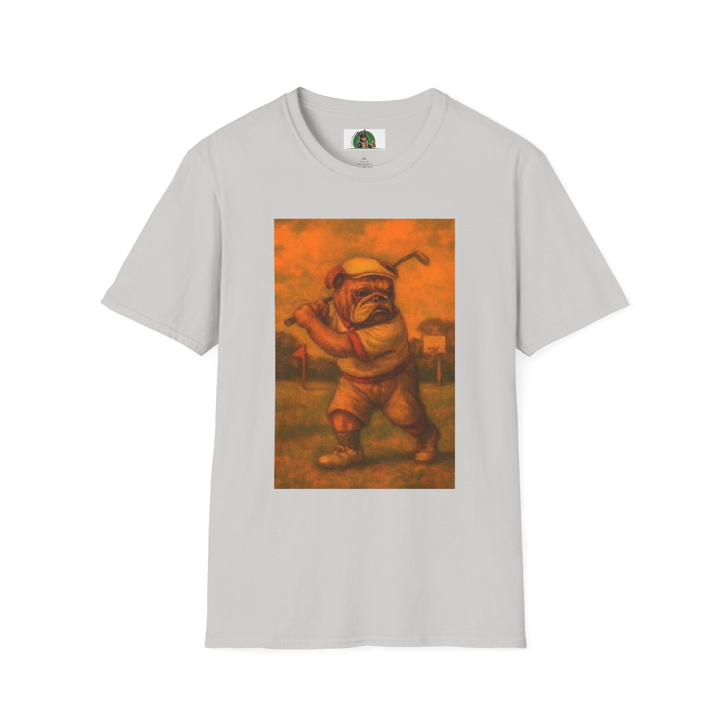 Sports Bulldog Puppy Golf T-Shirt T-Shirt Printify Ice Grey S