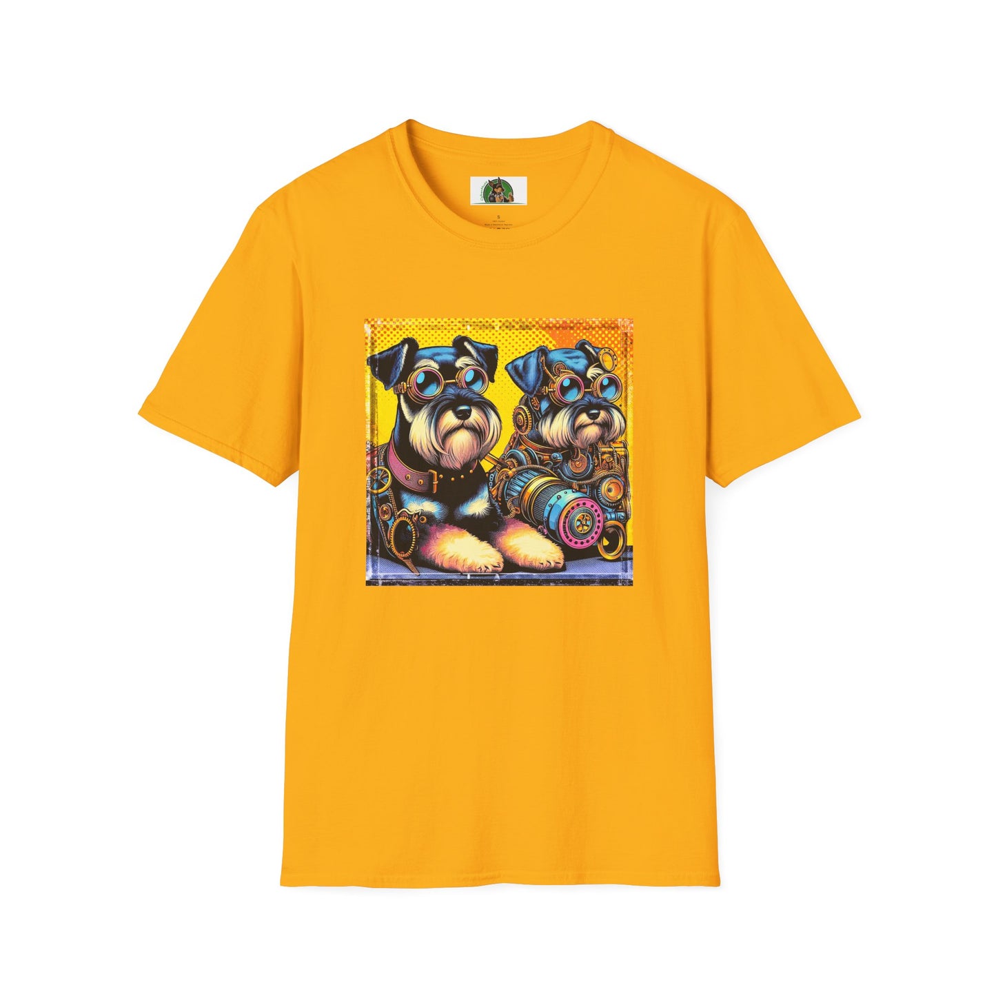 Schnauzer T-Shirt with Miniature Schnauzer Design T-Shirt Printify S Gold