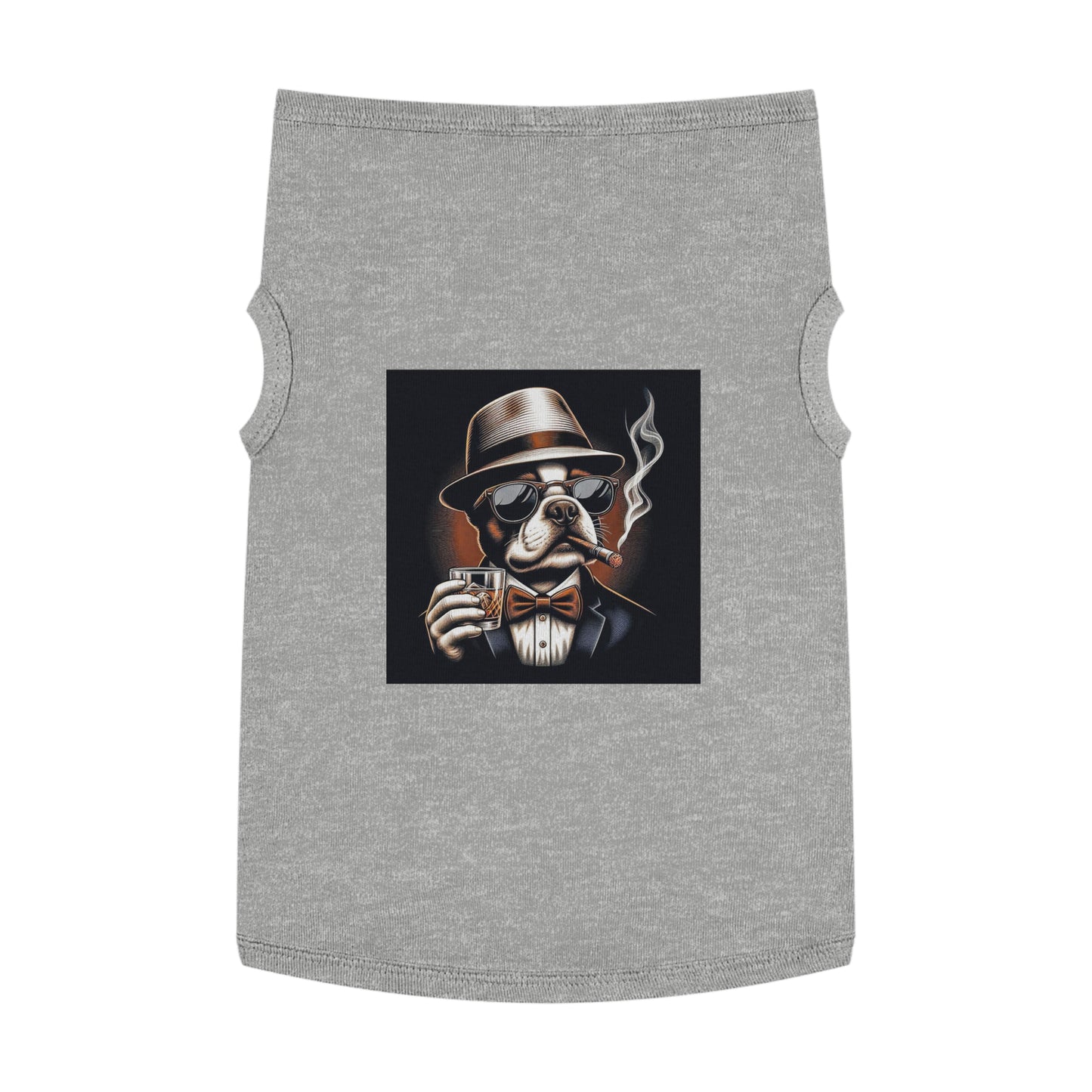 Pet Tank Top Boston Terrier Dog Smoking And Drinking Pets Printify XL Heather 