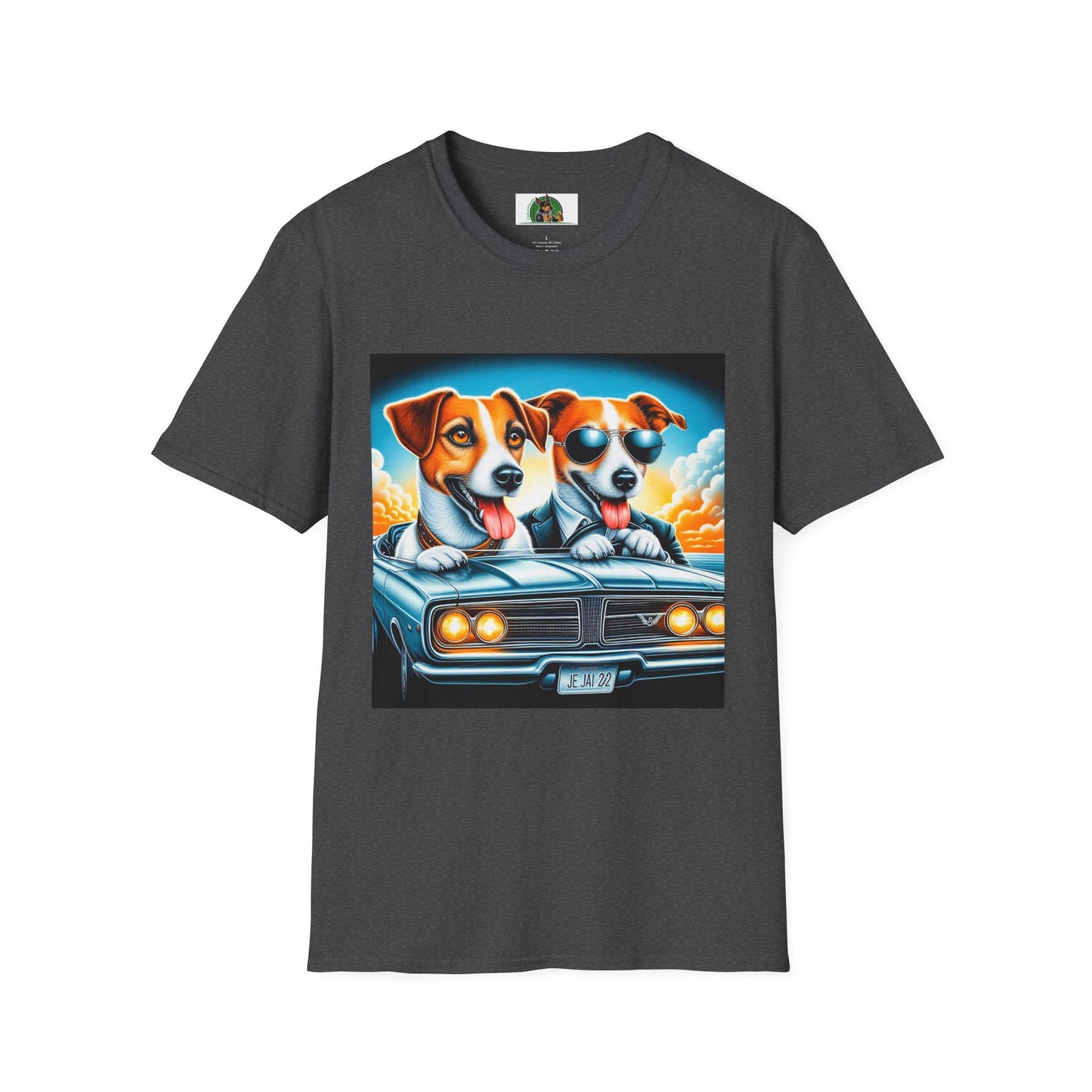 Wacky Jack Russell Father And Son Driving T-Shirt Printify S Dark Heather