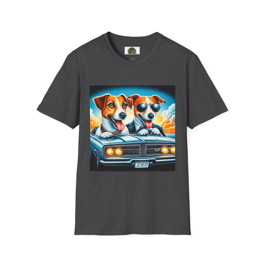 Wacky Jack Russell Father And Son Driving T-Shirt Printify S Dark Heather