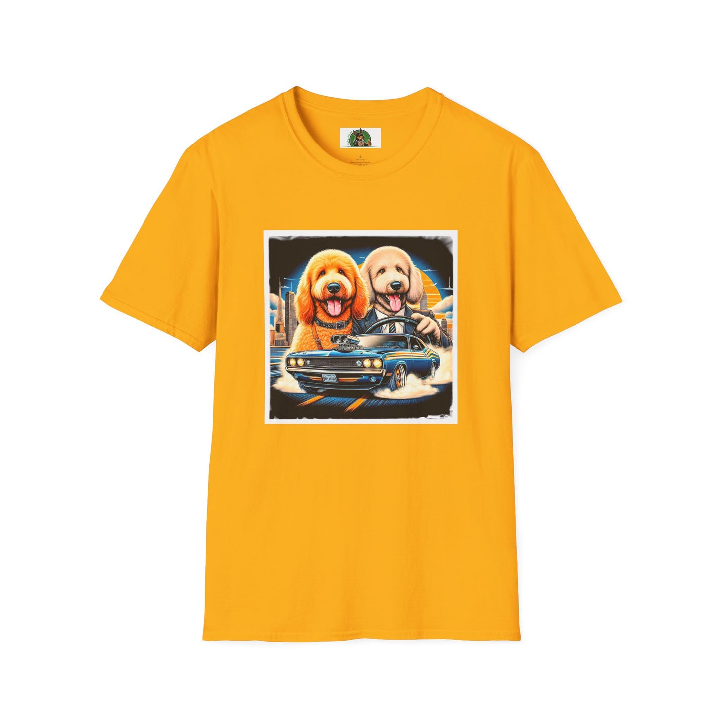 Golden Doodle cool car t shirt T-Shirt Printify S Gold
